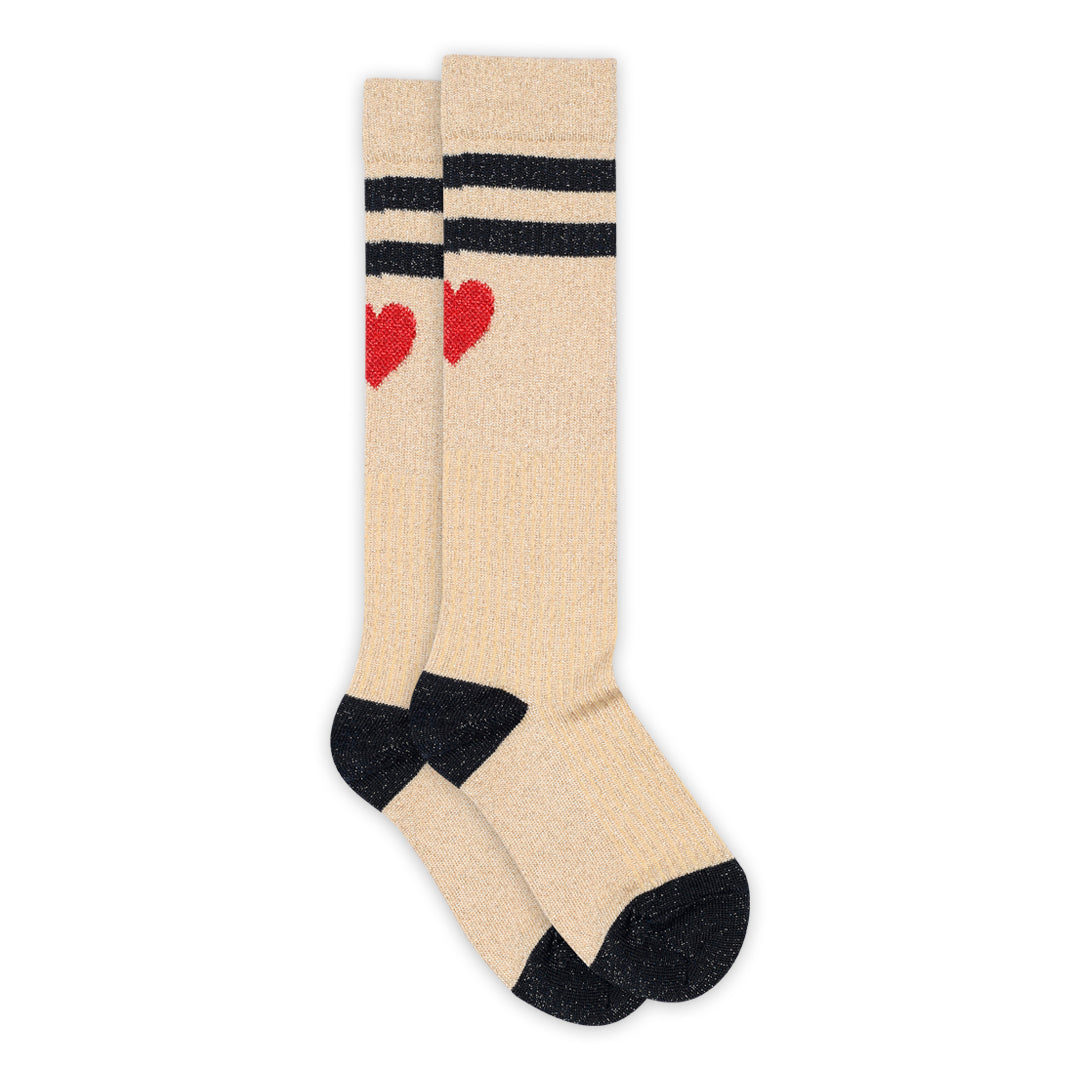 Elga Glitter Knee Socks Champagne Beige