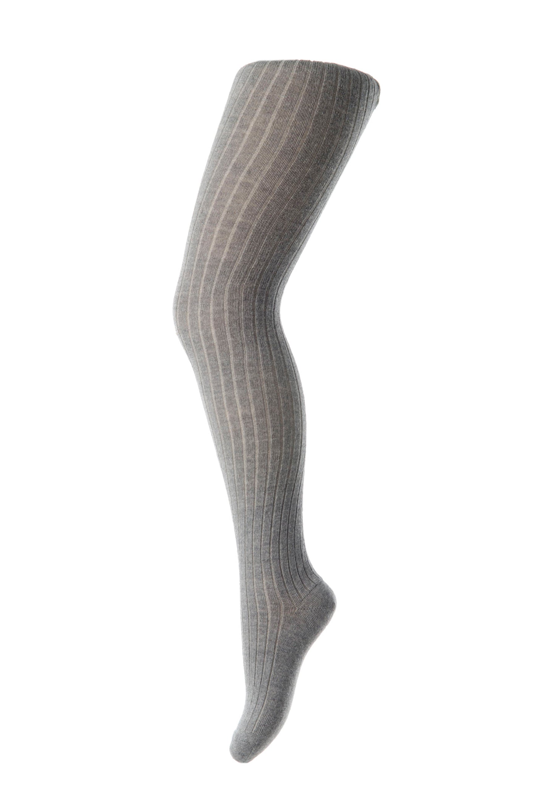 Cotton Rib Tights Grey Melange