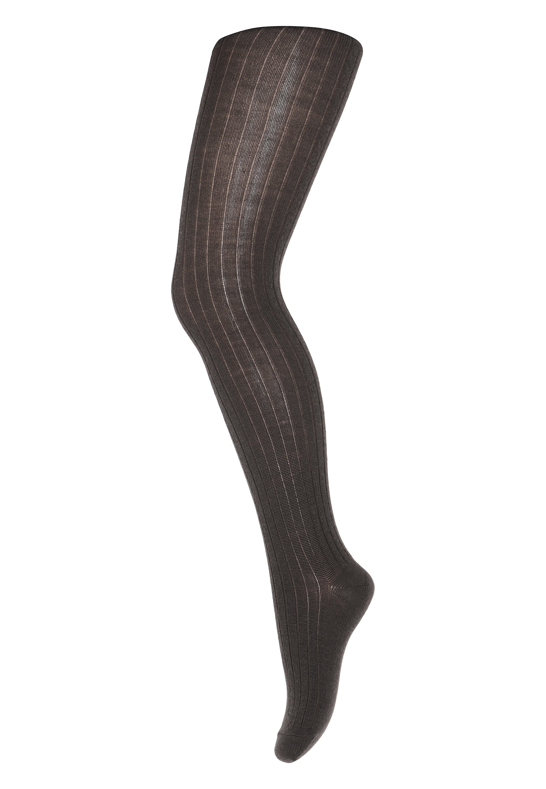 Cotton Rib Tights Dark Brown
