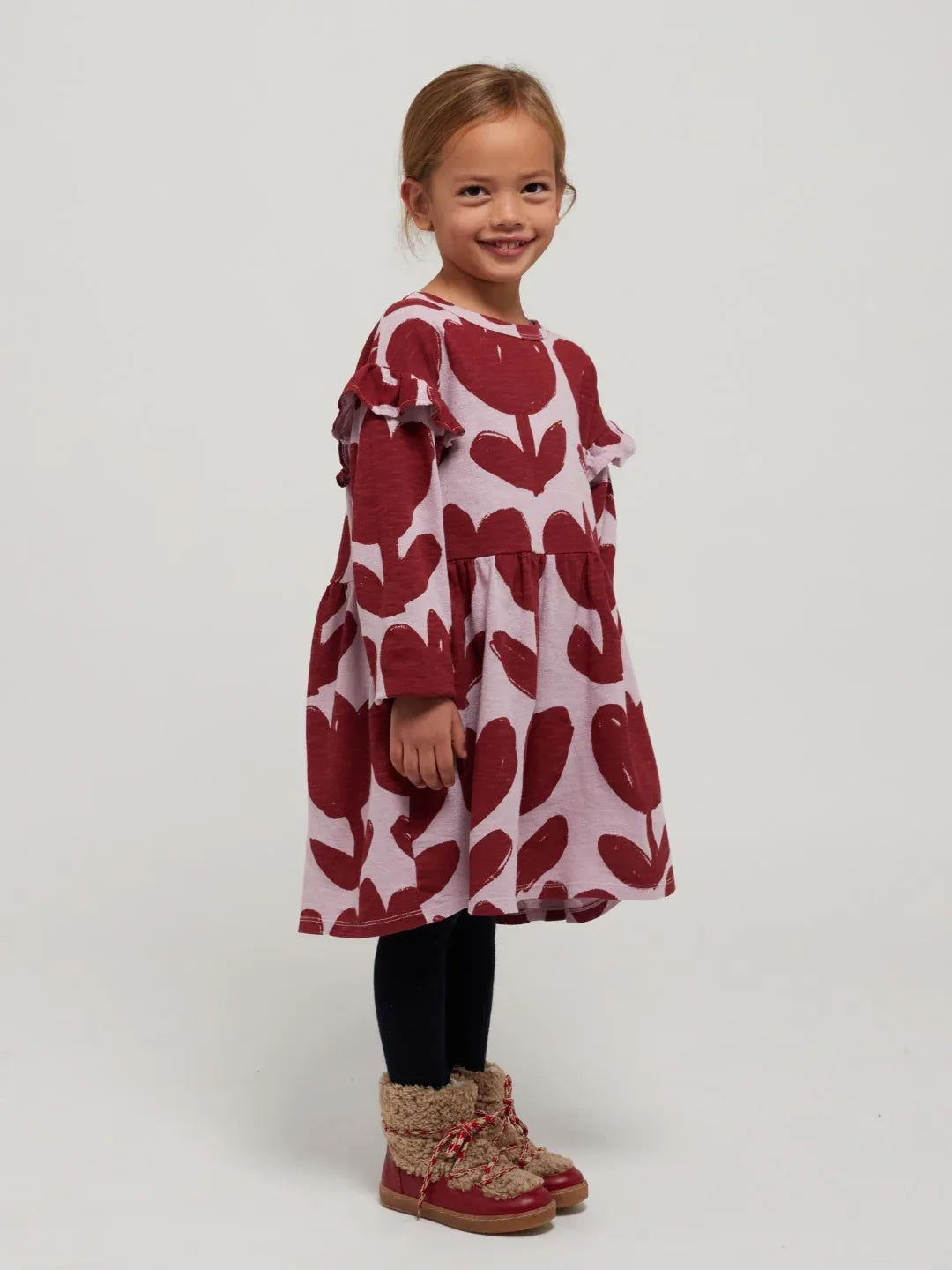 Retro Flowers All Over Ruffle Dress - Bobo Choses