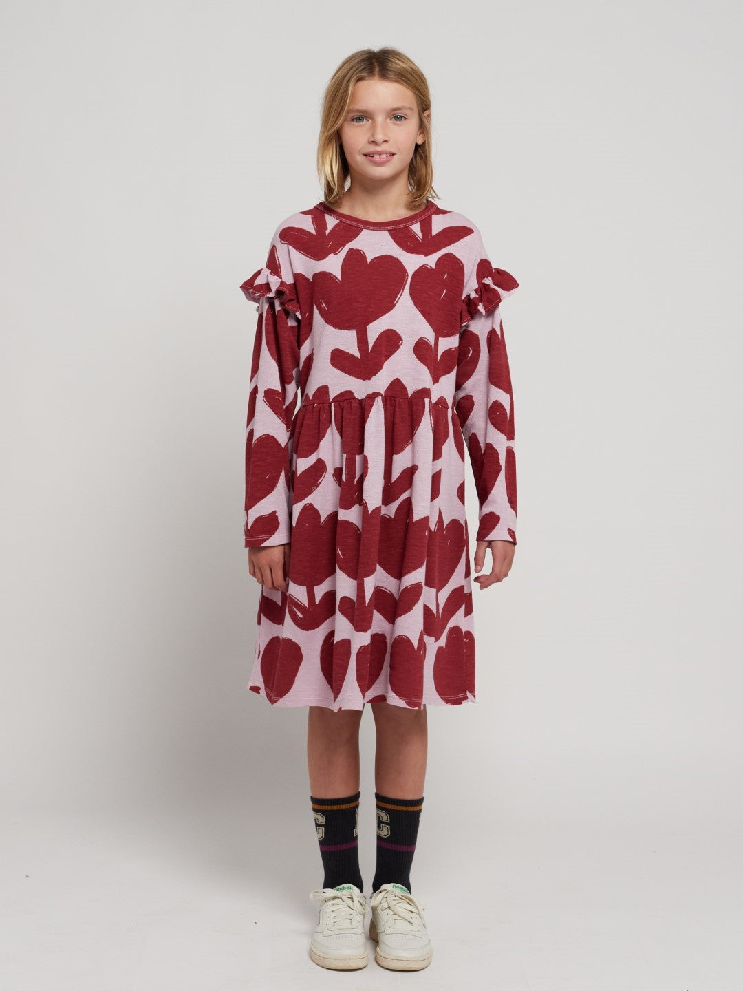 Retro Flowers All Over Ruffle Dress