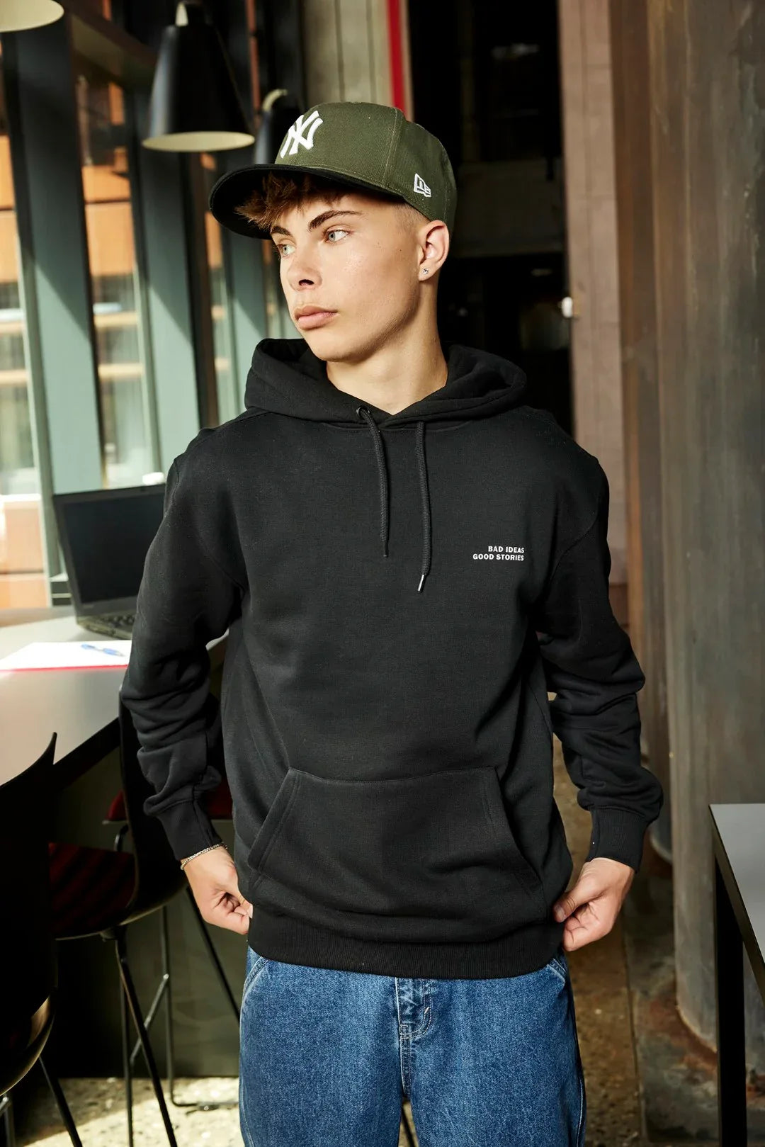 Hoodie With Print Black - HOUNd