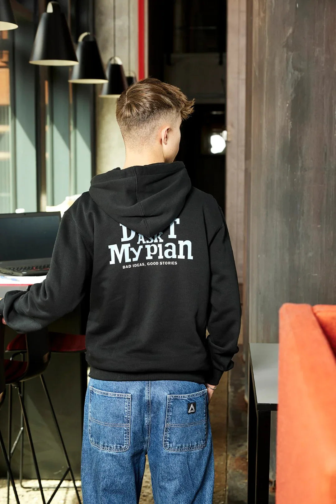 Hoodie With Print Black - HOUNd