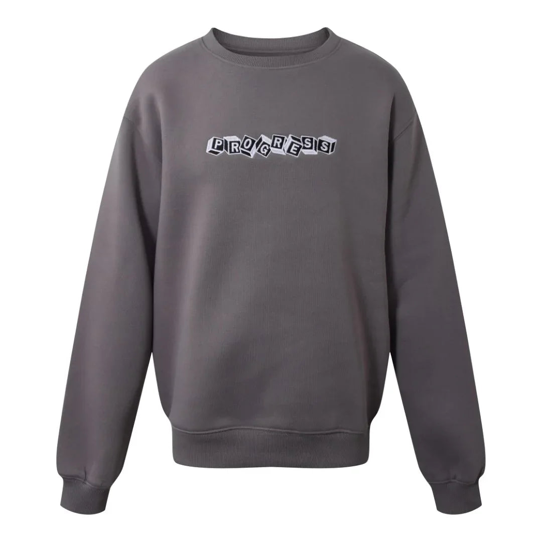 Sweatshirt Crew Neck With Print Dark Grey - HOUNd
