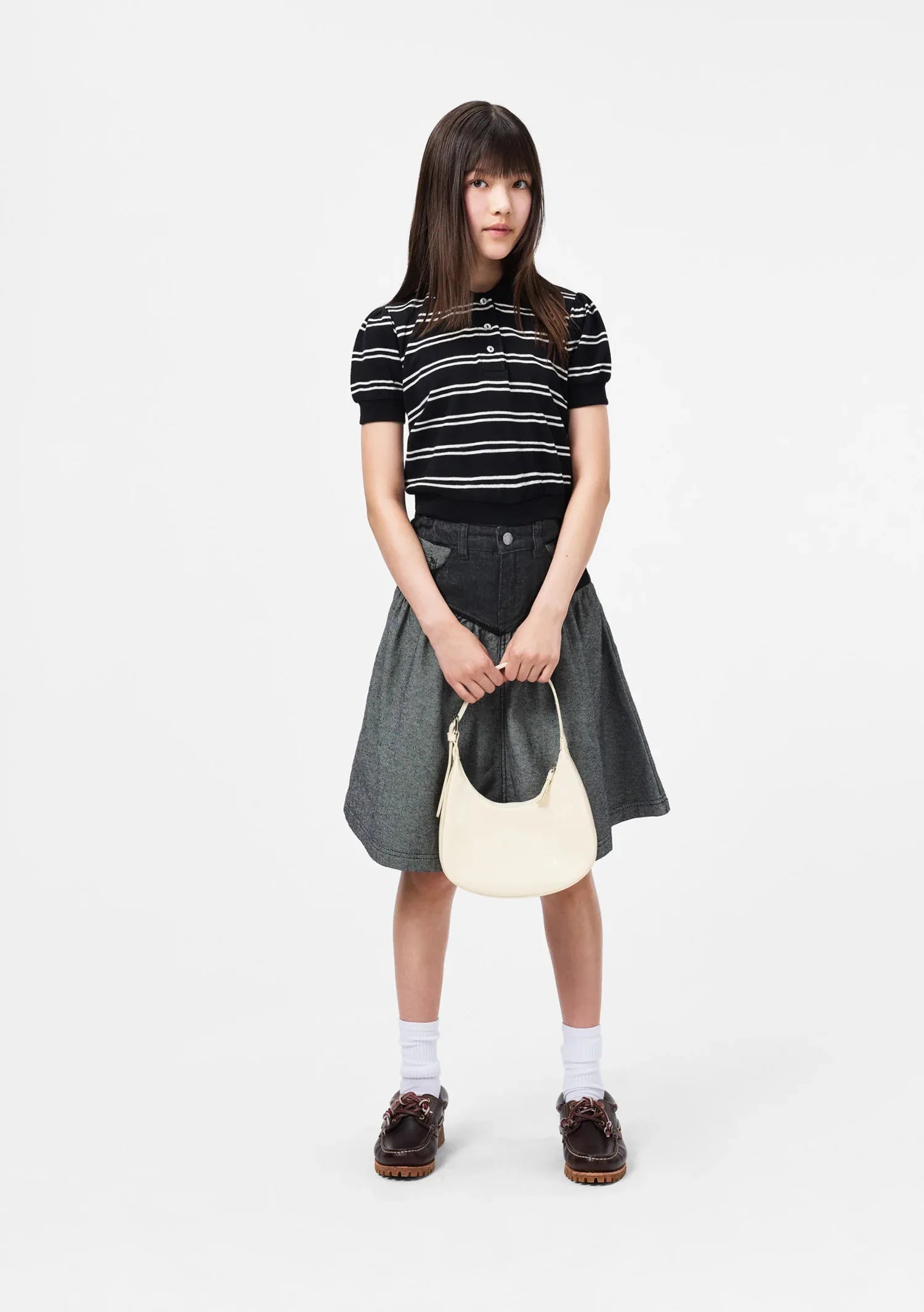 T-shirt SS Raki Black Ivory Stripe - MOLO