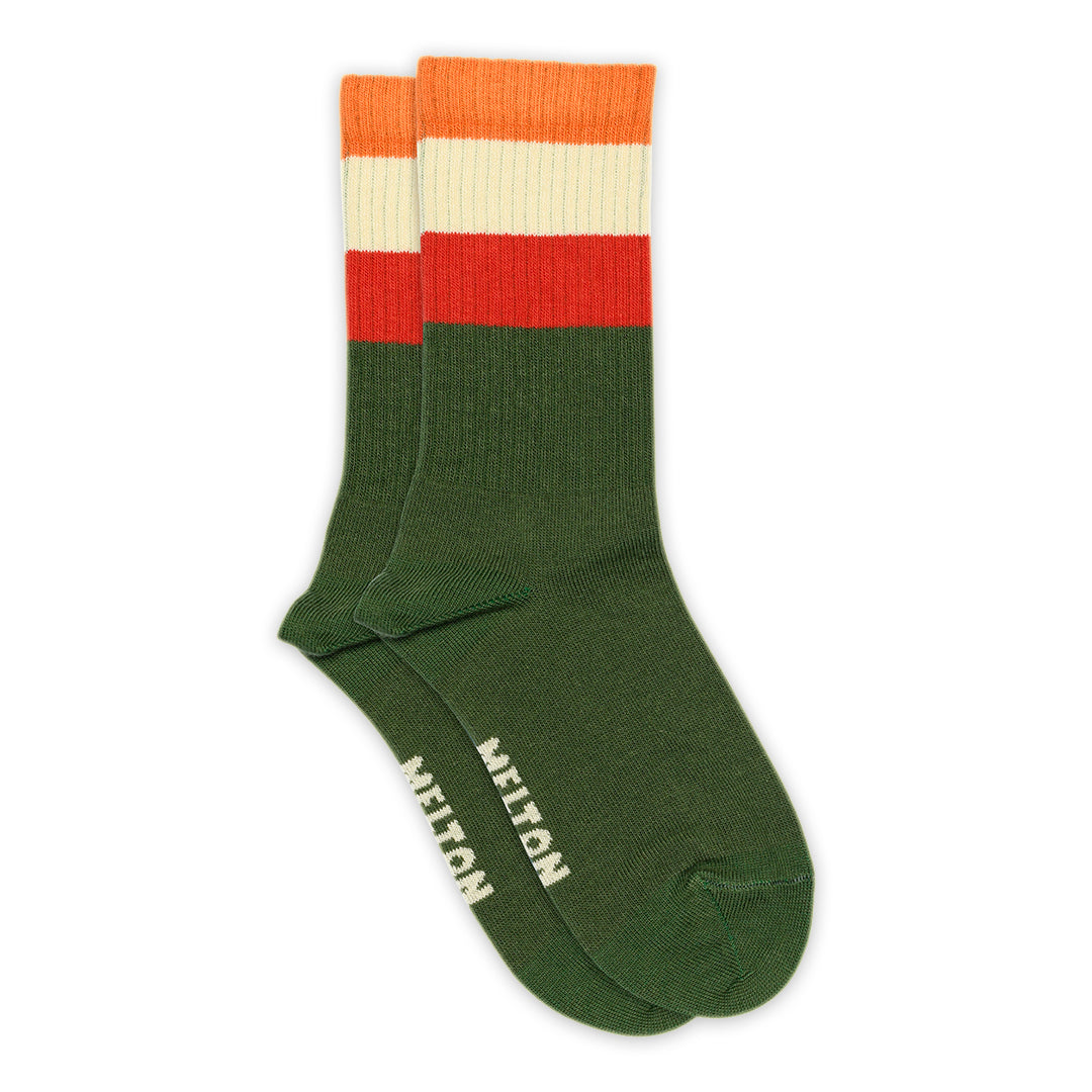 Wide Stripes Socks Elm Green