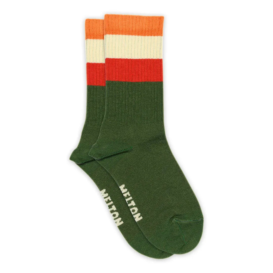 Wide Stripes Socks Elm Green - Melton