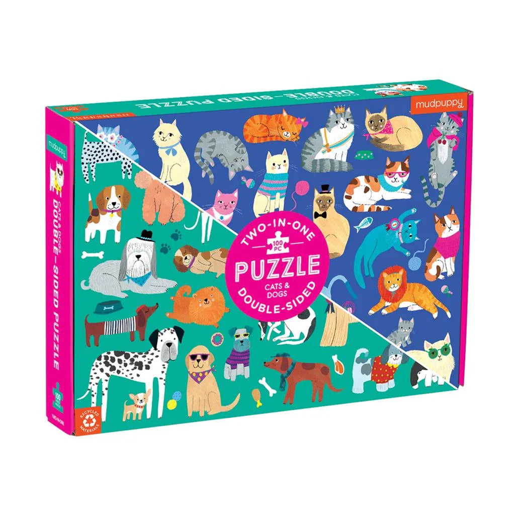 Dubbelzijdige Puzzel Cats & Dogs 100pcs - KDkes
