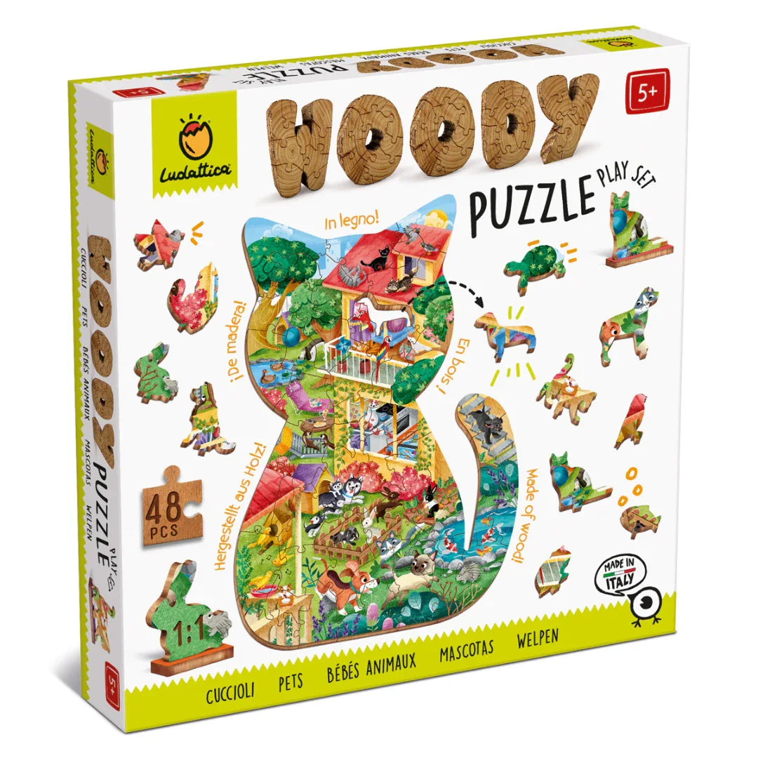 Woody Puzzle Play Set Huisdieren 48pcs - Ludattica