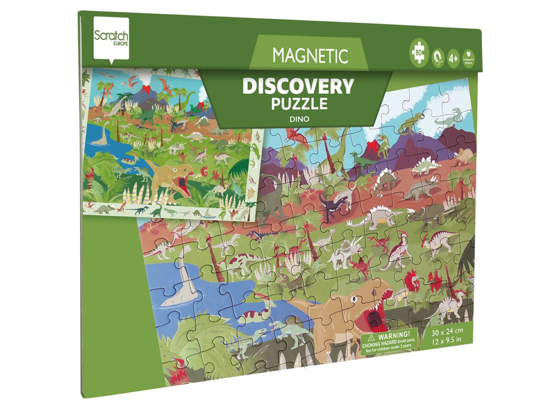 2 In 1 Magnetische Puzzel & Discovery Game Dino 80pcs