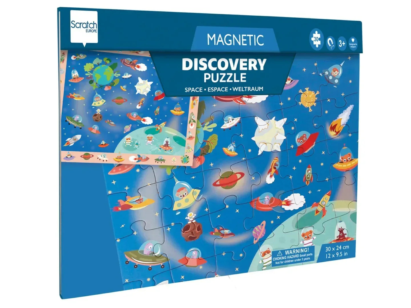 2 In 1 Magnetische Puzzel & Discovery Game Ruimte 30pcs - Scratch