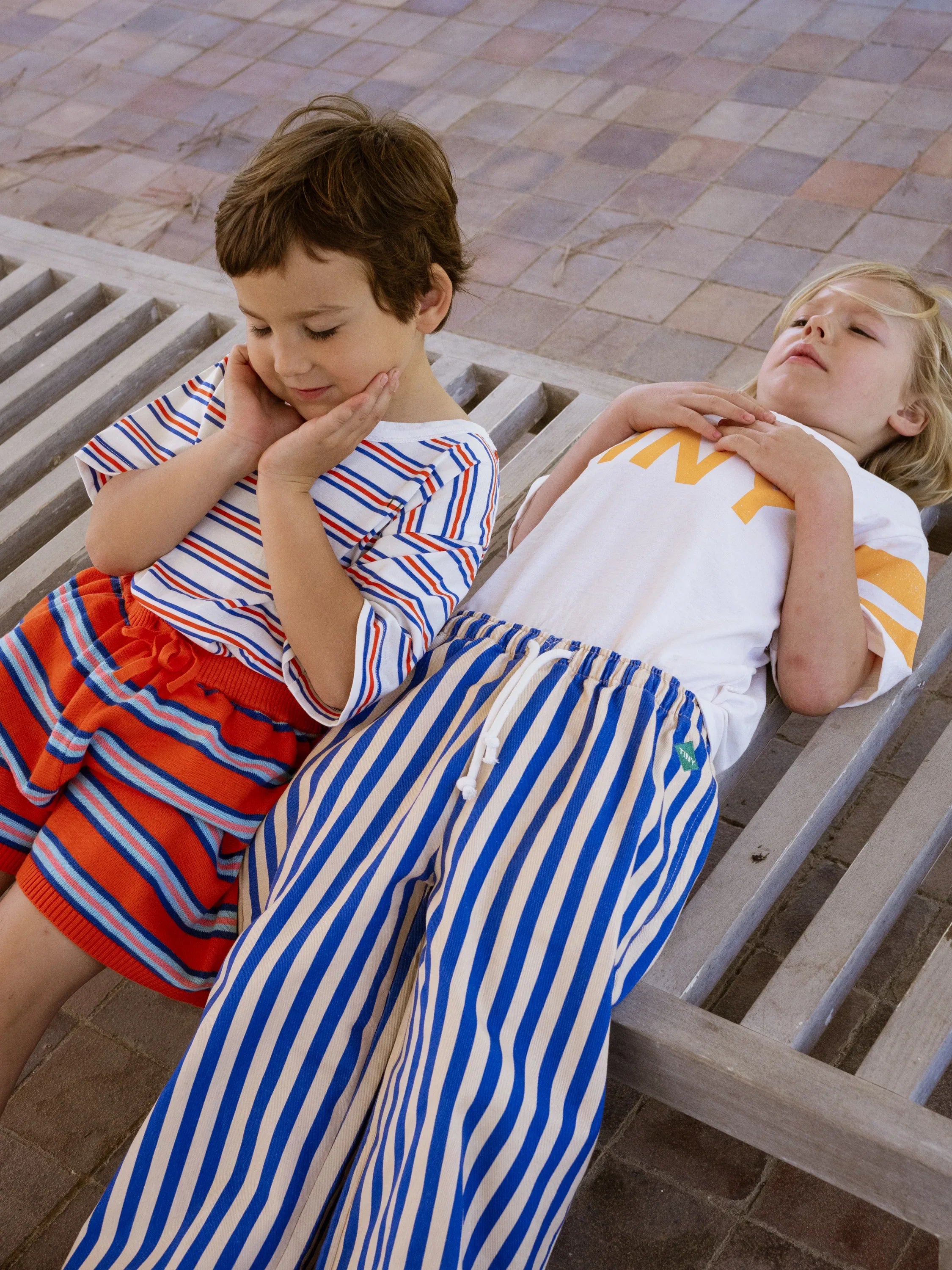 Stripes Multicolor T-shirt Off-White - Tinycottons