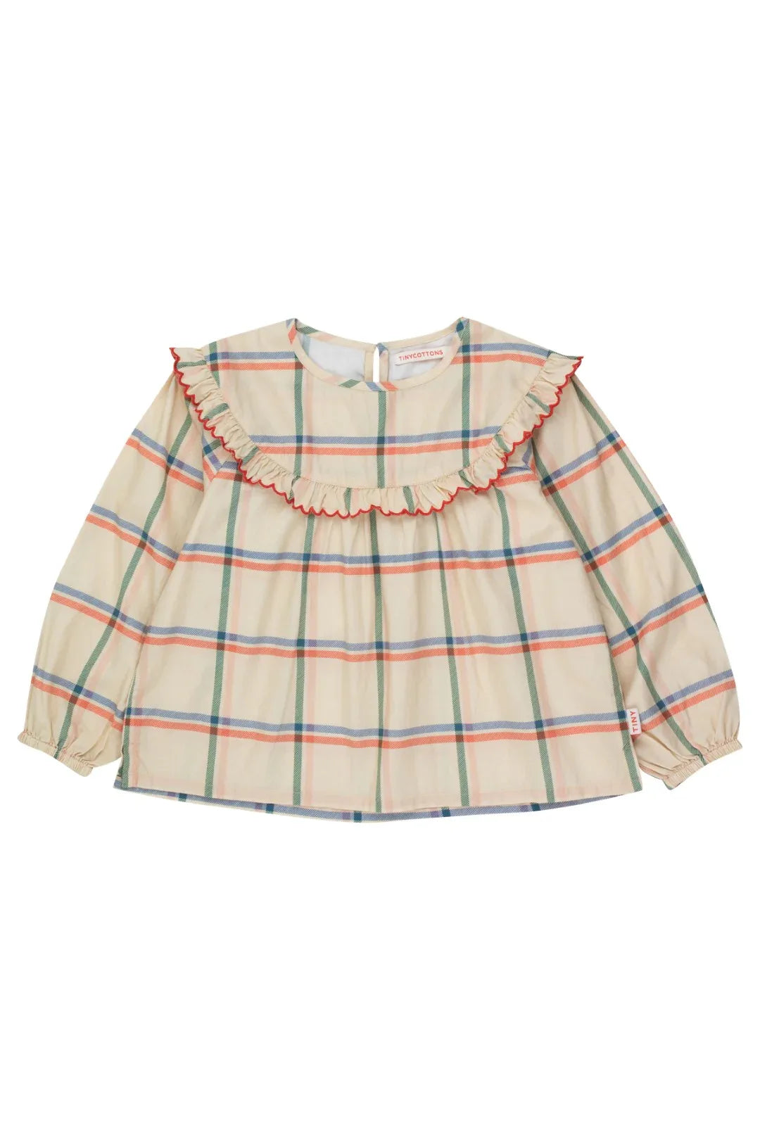 Check Scalloped Blouse Vanilla - Tinycottons