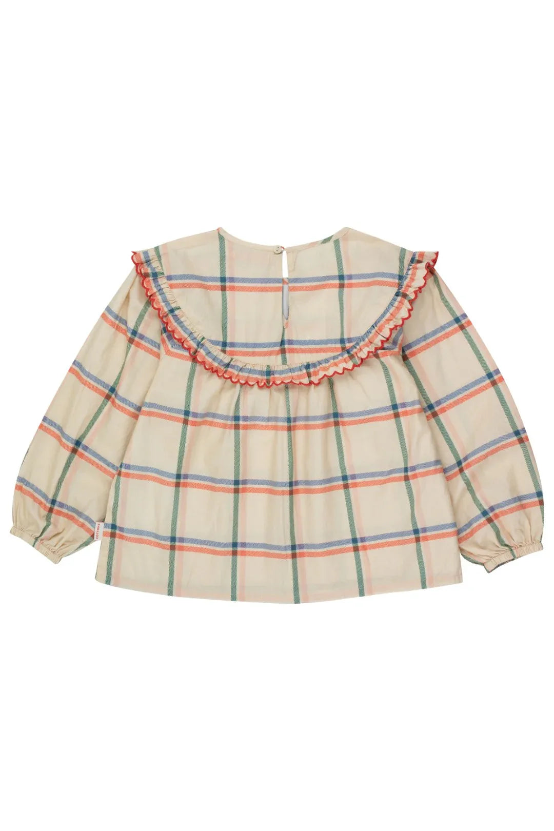 Check Scalloped Blouse Vanilla - Tinycottons