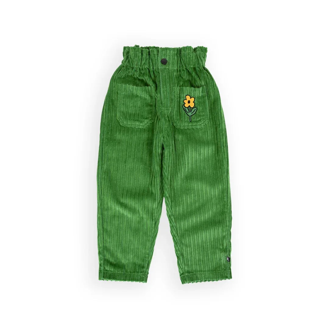 Basic High Waist Chino With Embroidery Green - CarlijnQ