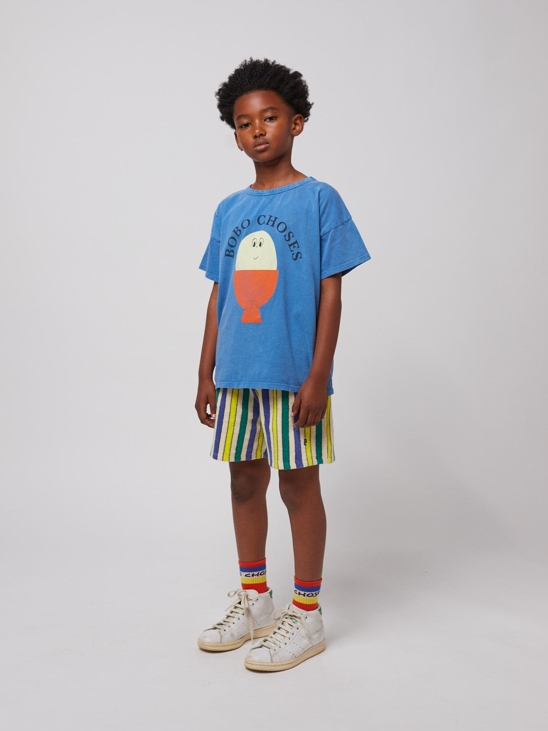 Multicolor Stripes Terry Cloth Bermuda Shorts