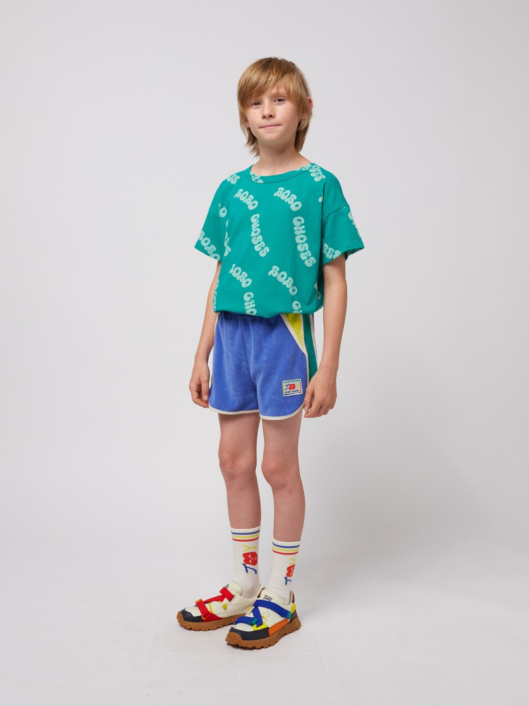 Smiling Color Block Terry Cloth Shorts