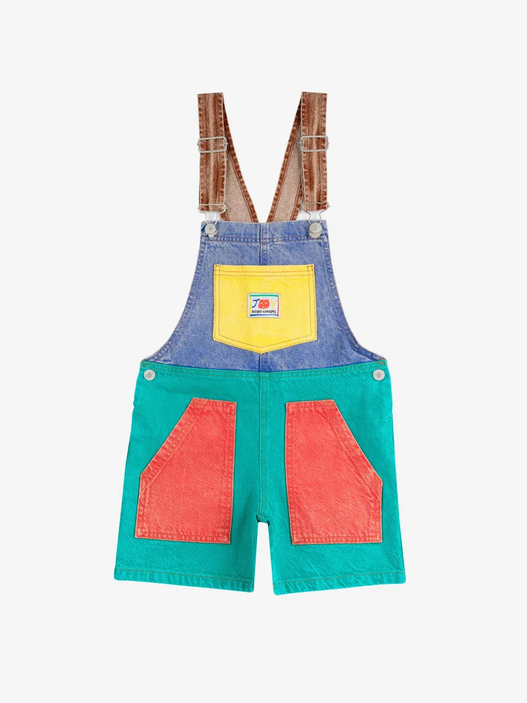 Smiling Color Block Denim Dungaree - Bobo Choses