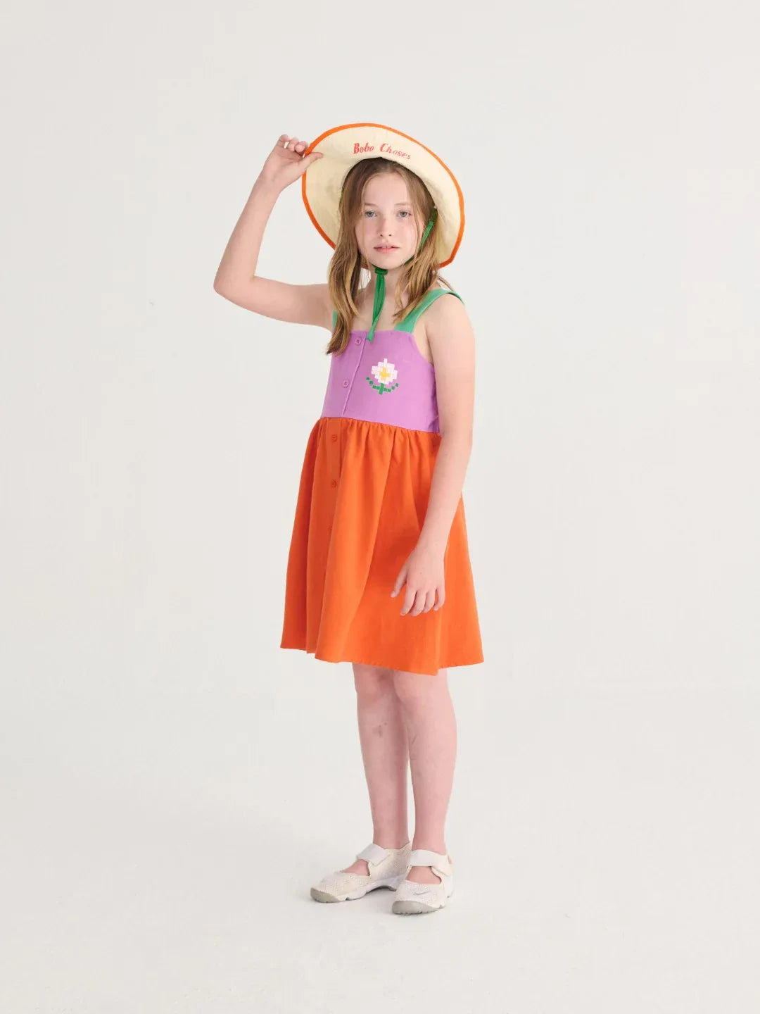 Pixel Daisy Color Block Woven Dress - Bobo Choses
