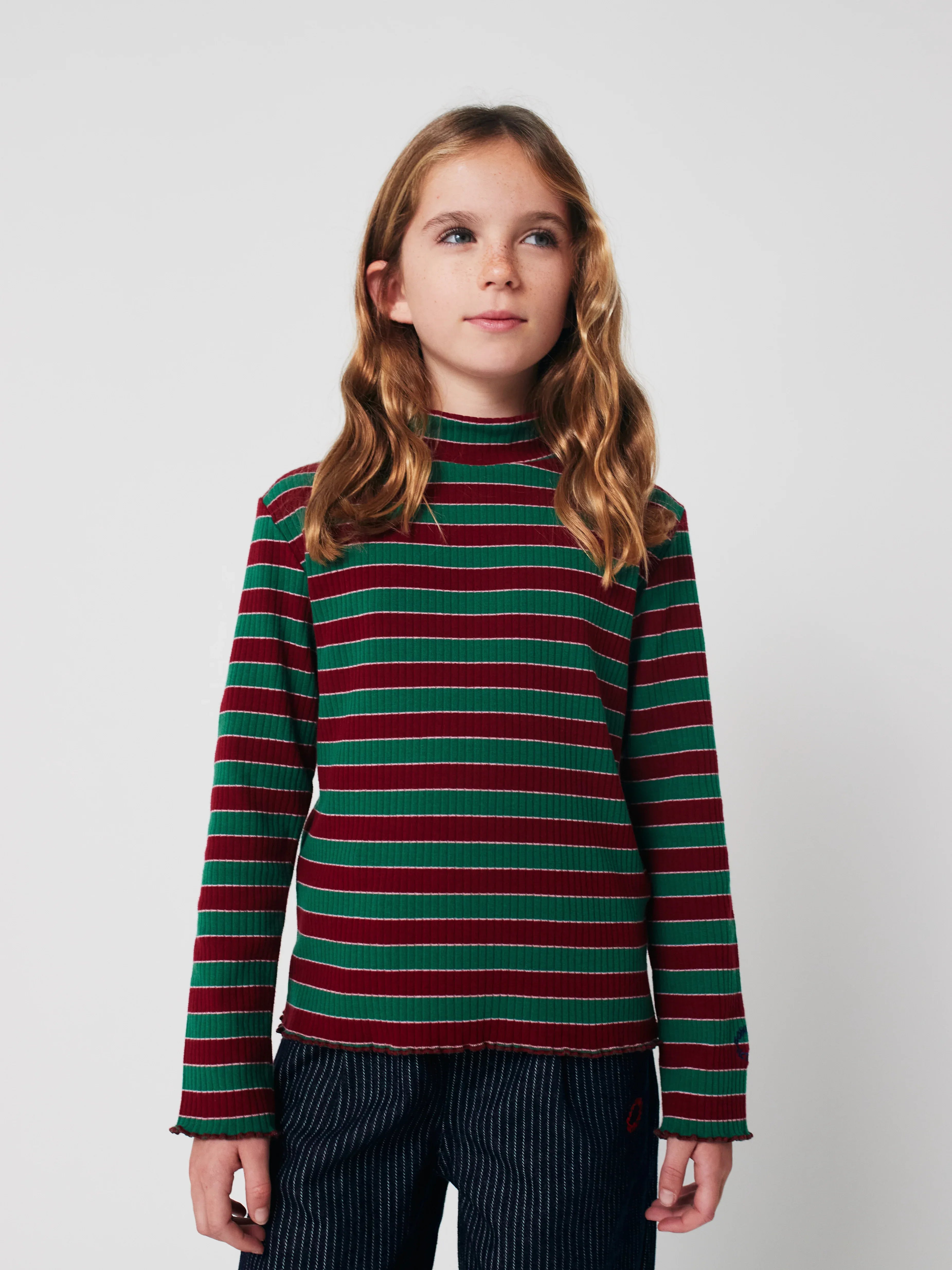 Multicolor Stripes Turtle Neck T-shirt - Bobo Choses