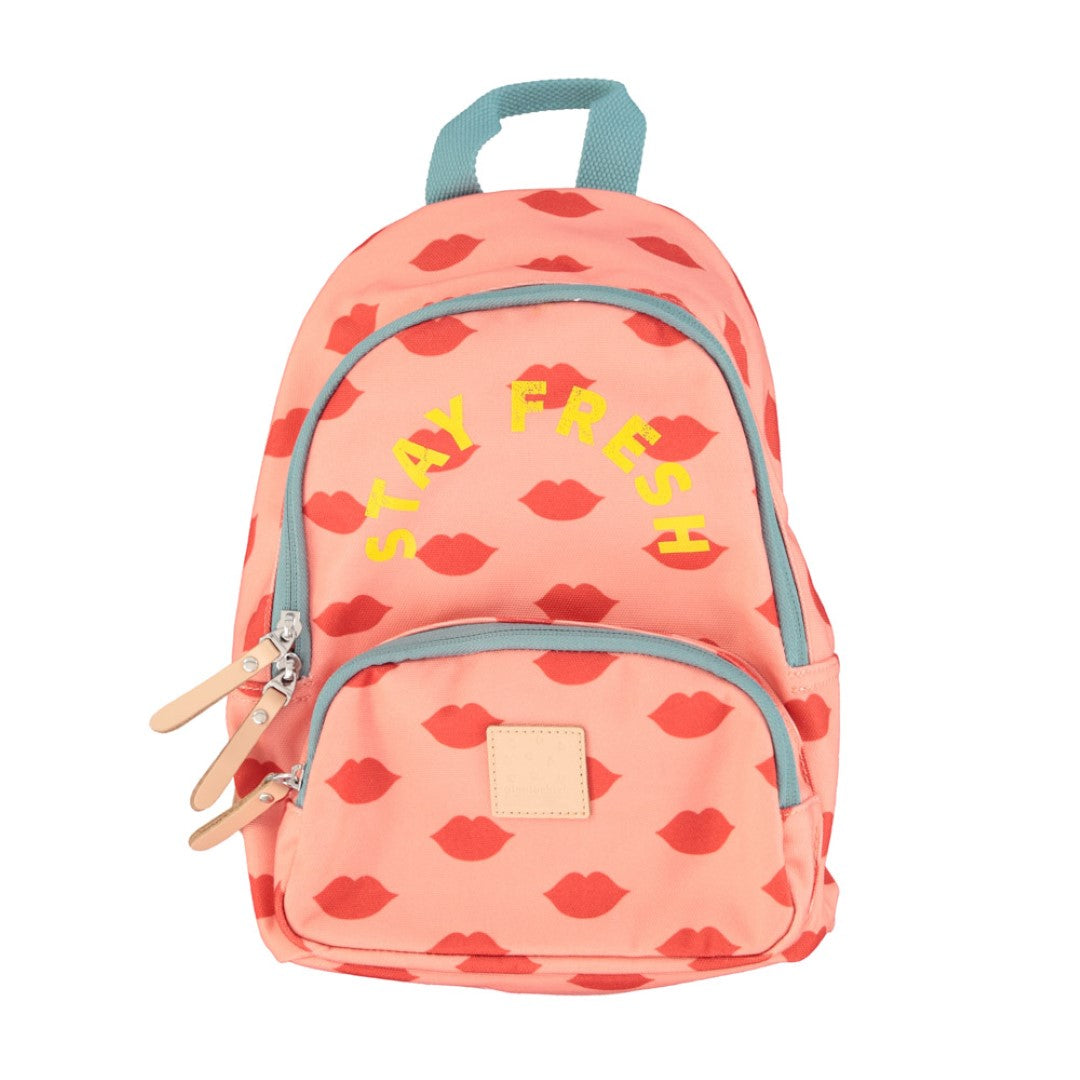 Backpack Light Pink Red Lips
