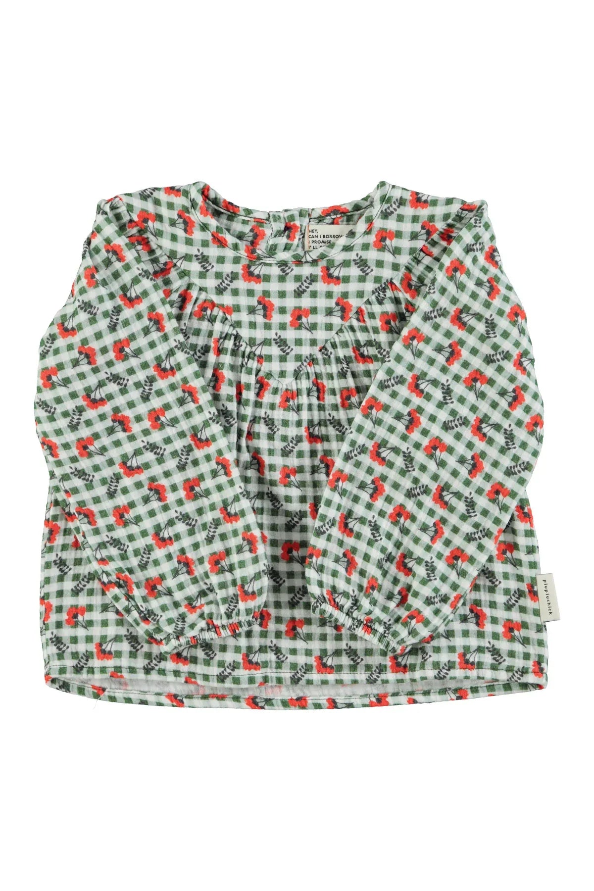 Blouse Green Checkered With Flowers - Piupiuchick