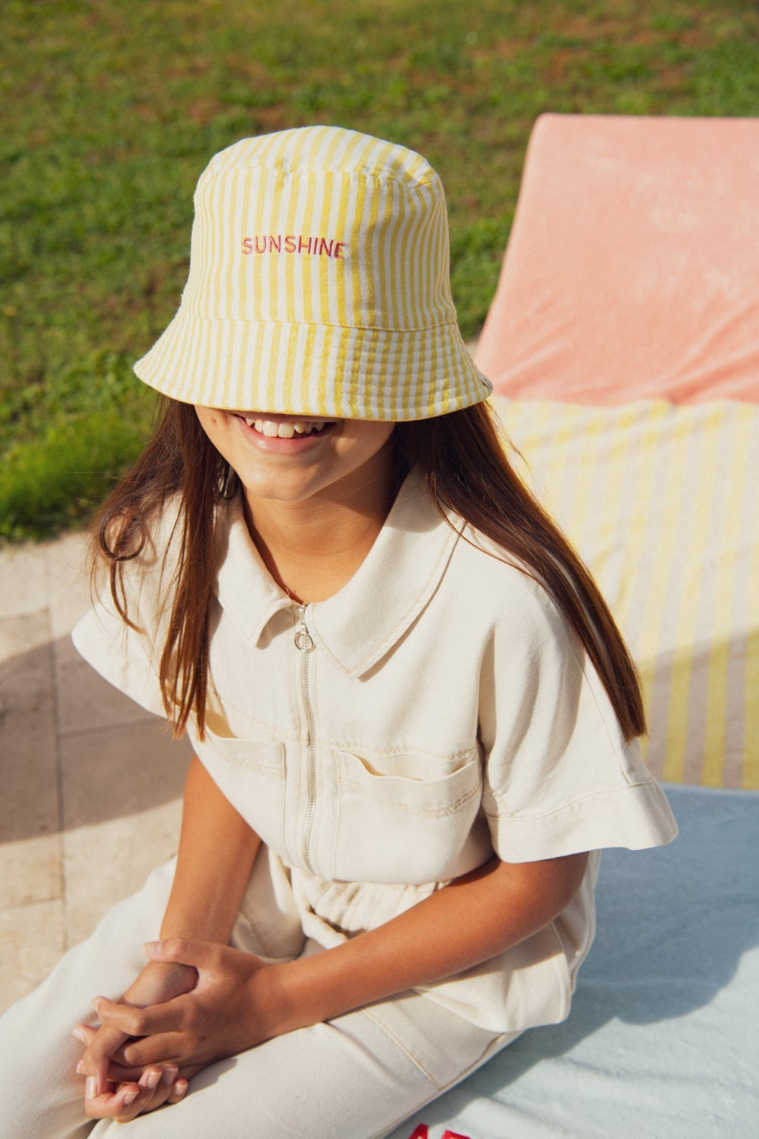 Bucket Had Sunshine Yellow Striped