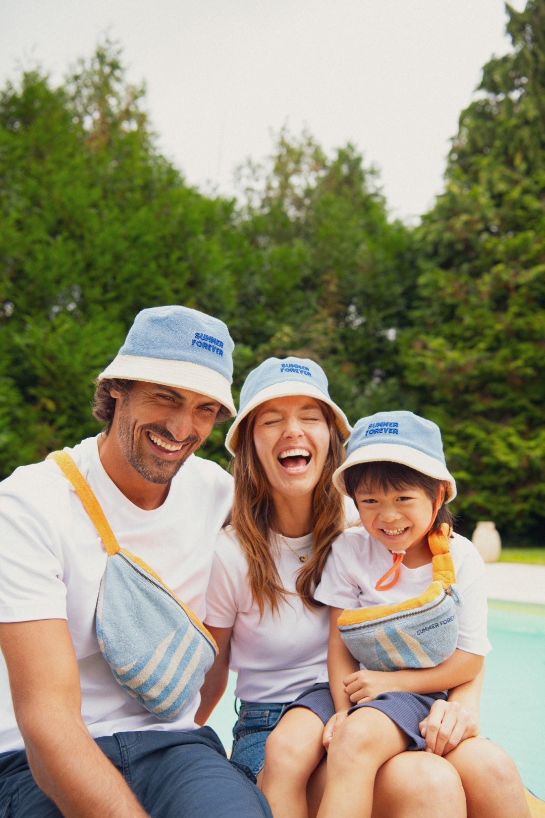 Terry Bucket Hat Summer Forever Blue Beige