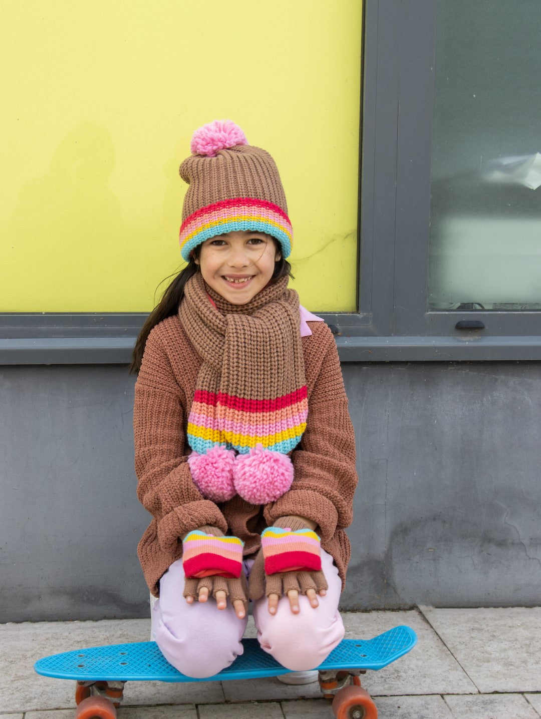 Rainbow Stripe Knitted Gloves