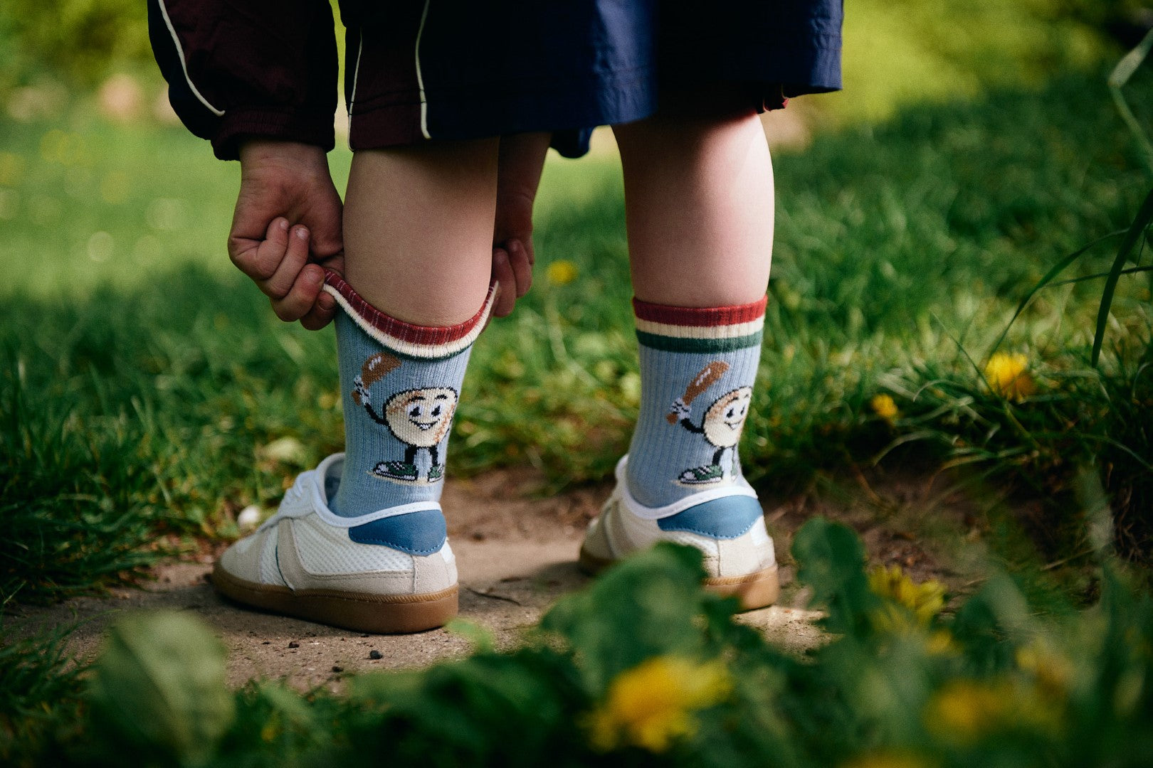 Baseball Star Socks Faded Denim