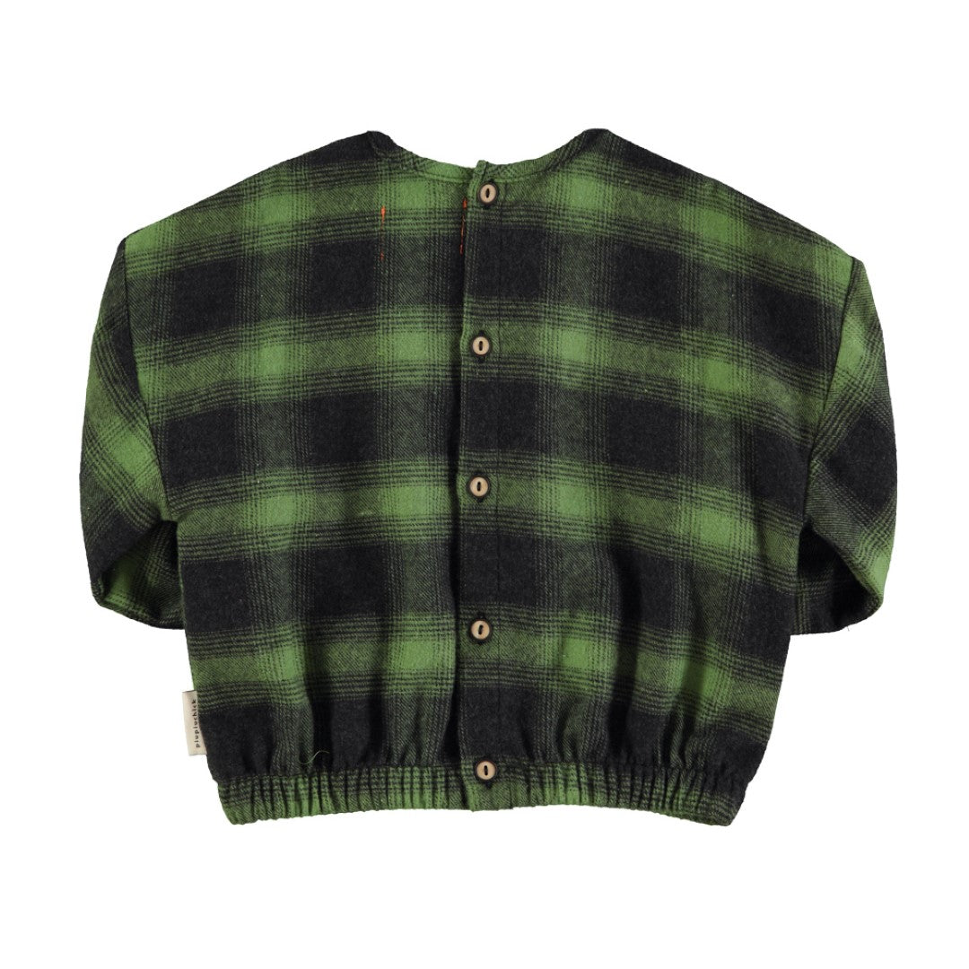 Flannel Blouse Green & Black Checkered