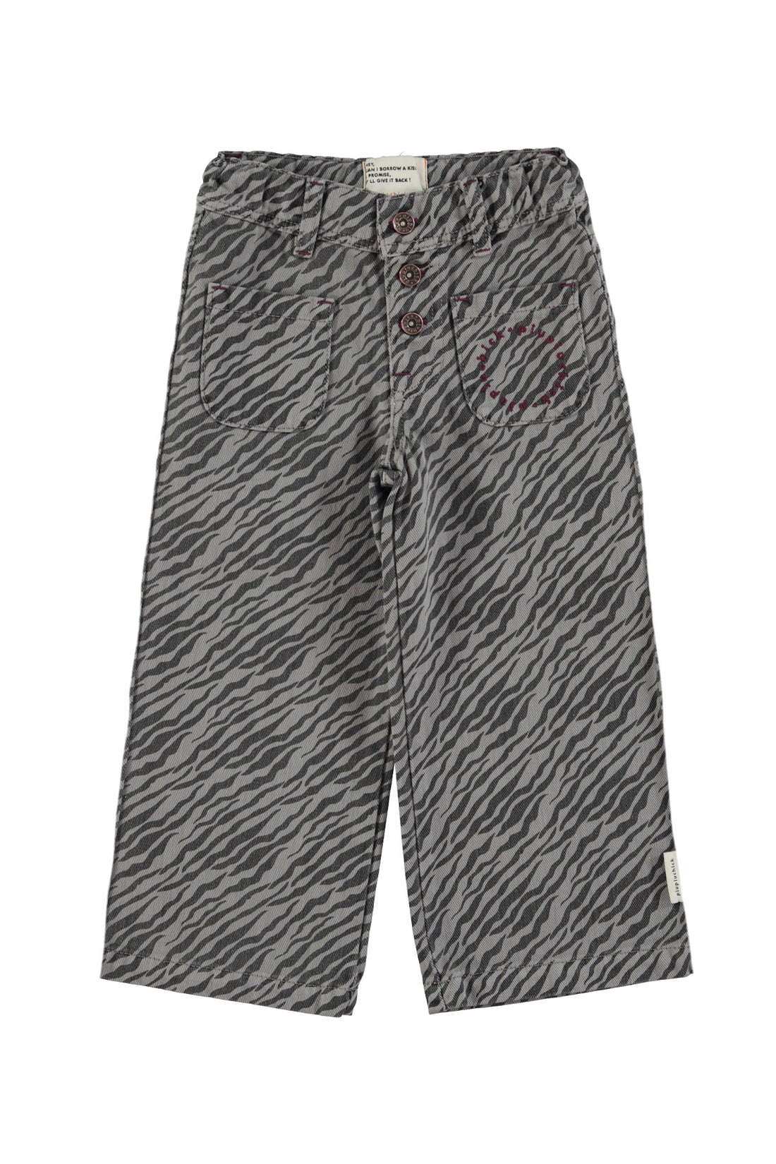 Flare Trousers Grey With Zebra Print