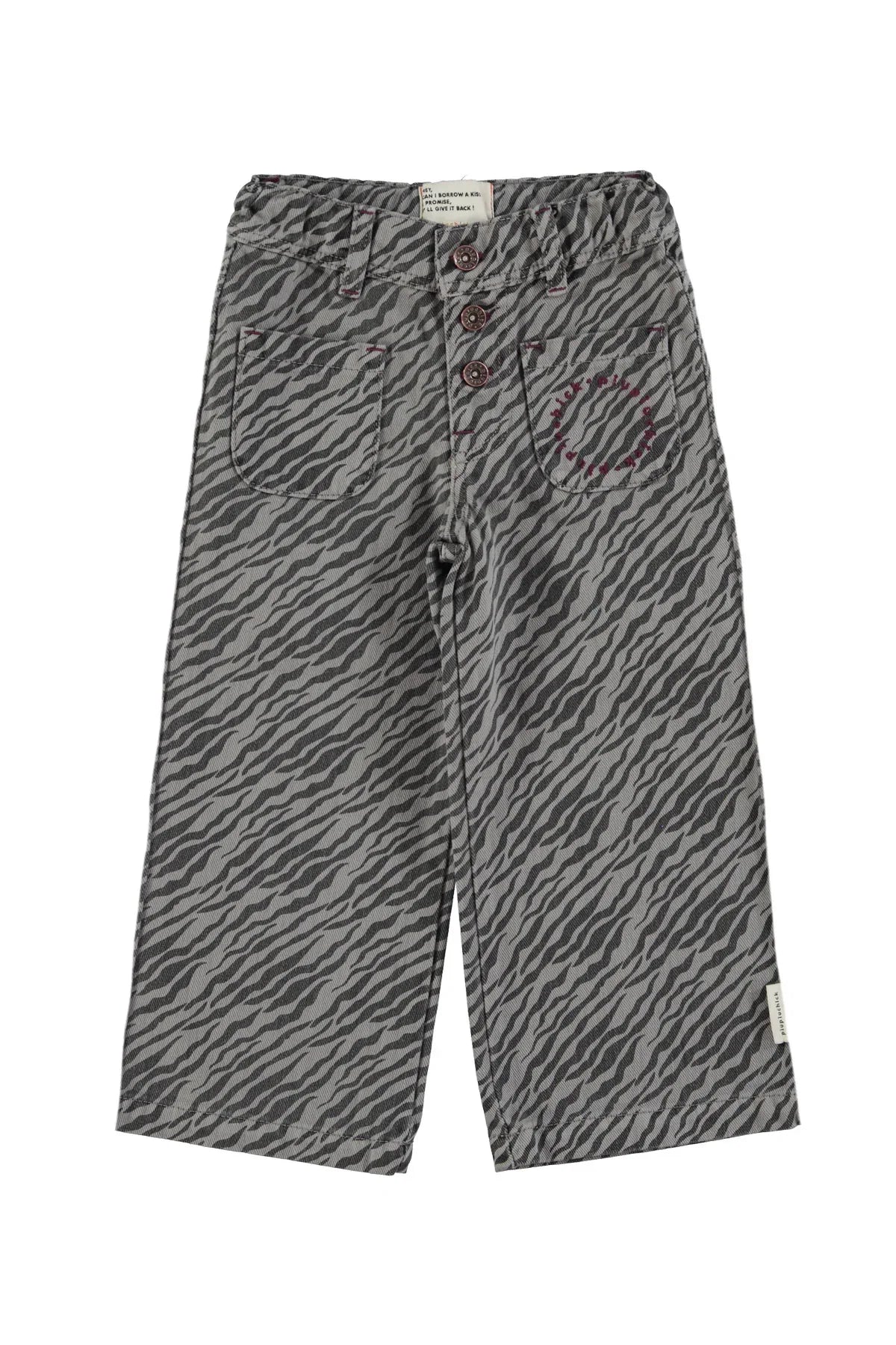 Flare Trousers Grey With Zebra Print - Piupiuchick