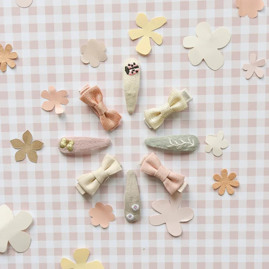 Linen Mini Bow Clips - Rockahula