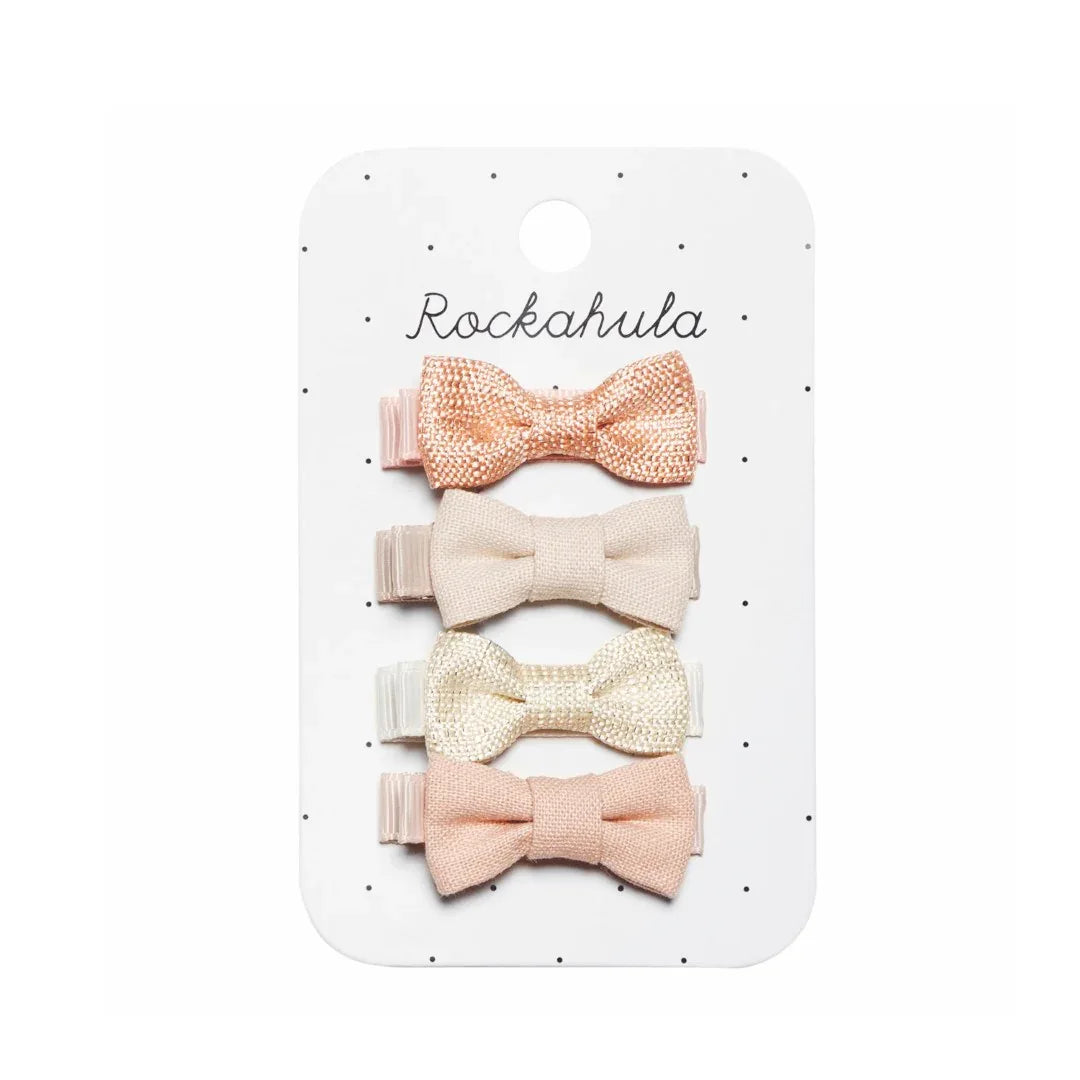 Linen Mini Bow Clips - Rockahula