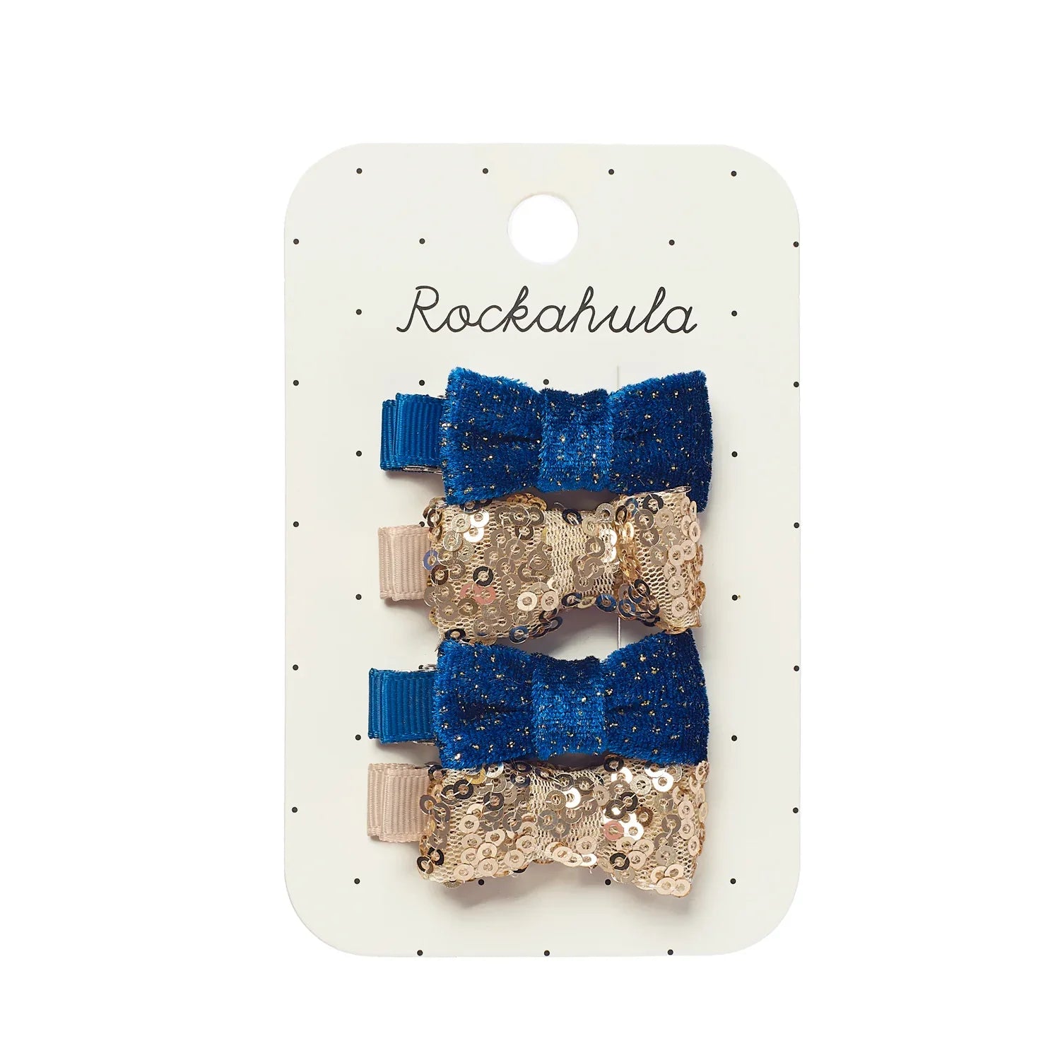 Sequin & Velvet Mini Bow Clip Set - Rockahula