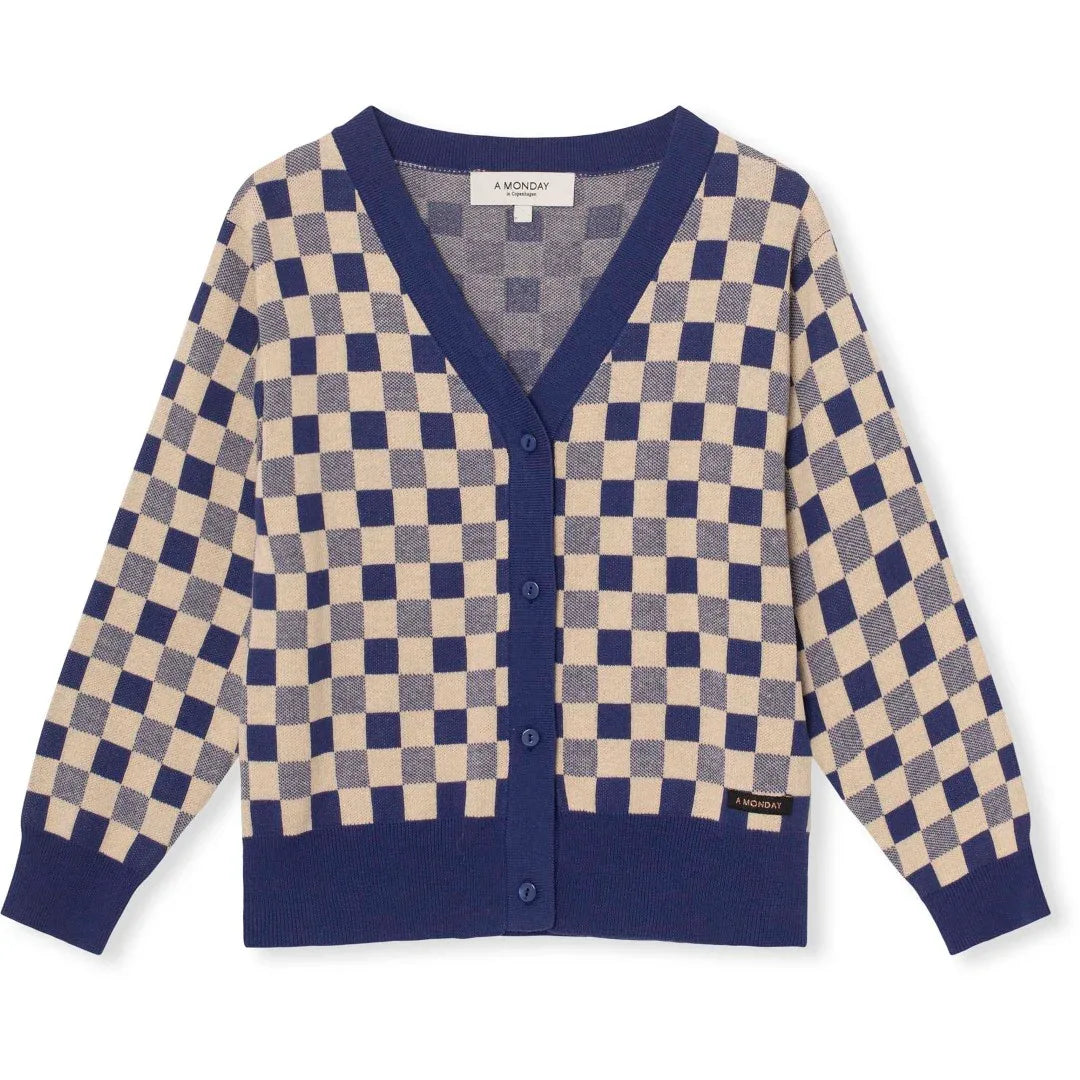 Kimmie Cardigan Estate Blue Check - A Monday In Copenhagen