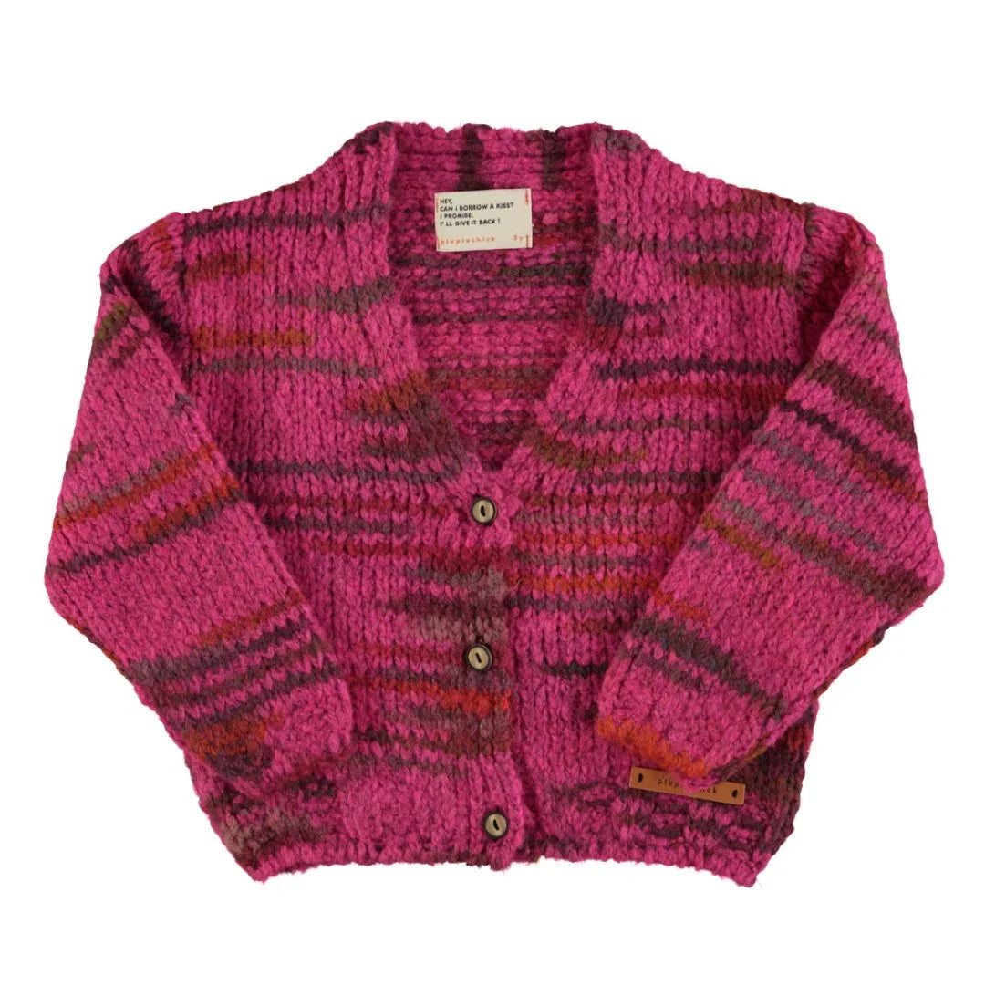 Knitted Cardigan Multicolor Fuschia - Piupiuchick