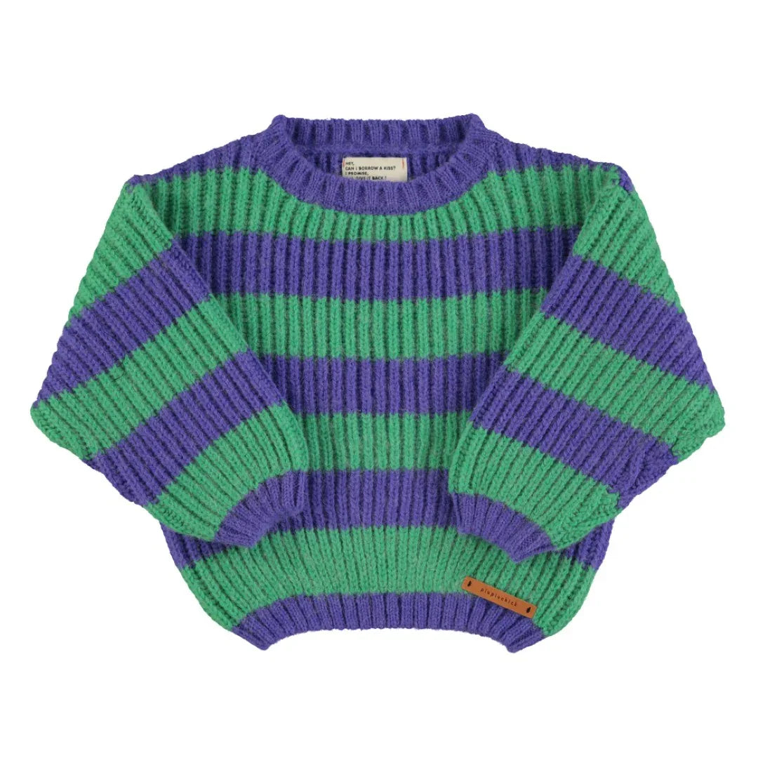 Knitted Sweater Green & Purple Stripes - Piupiuchick