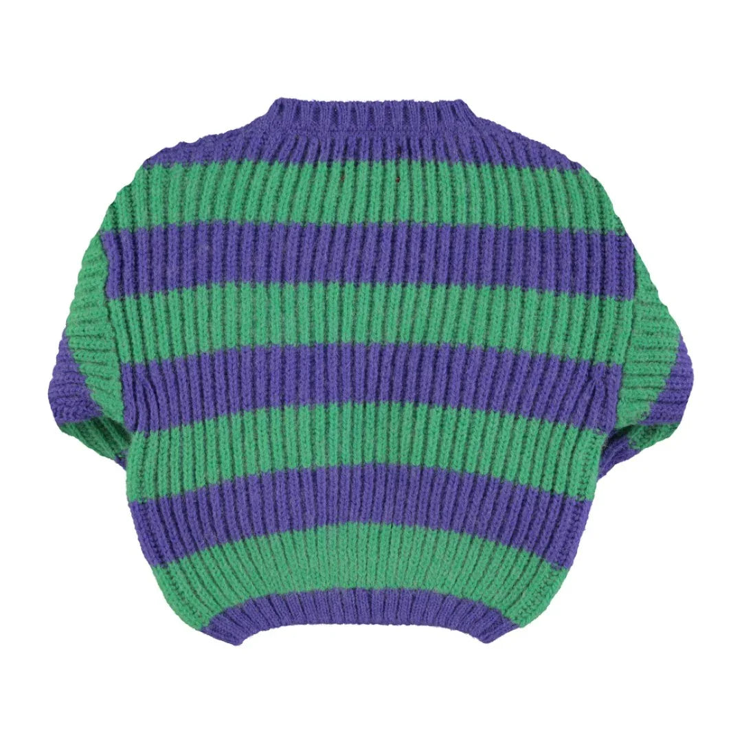 Knitted Sweater Green & Purple Stripes - Piupiuchick