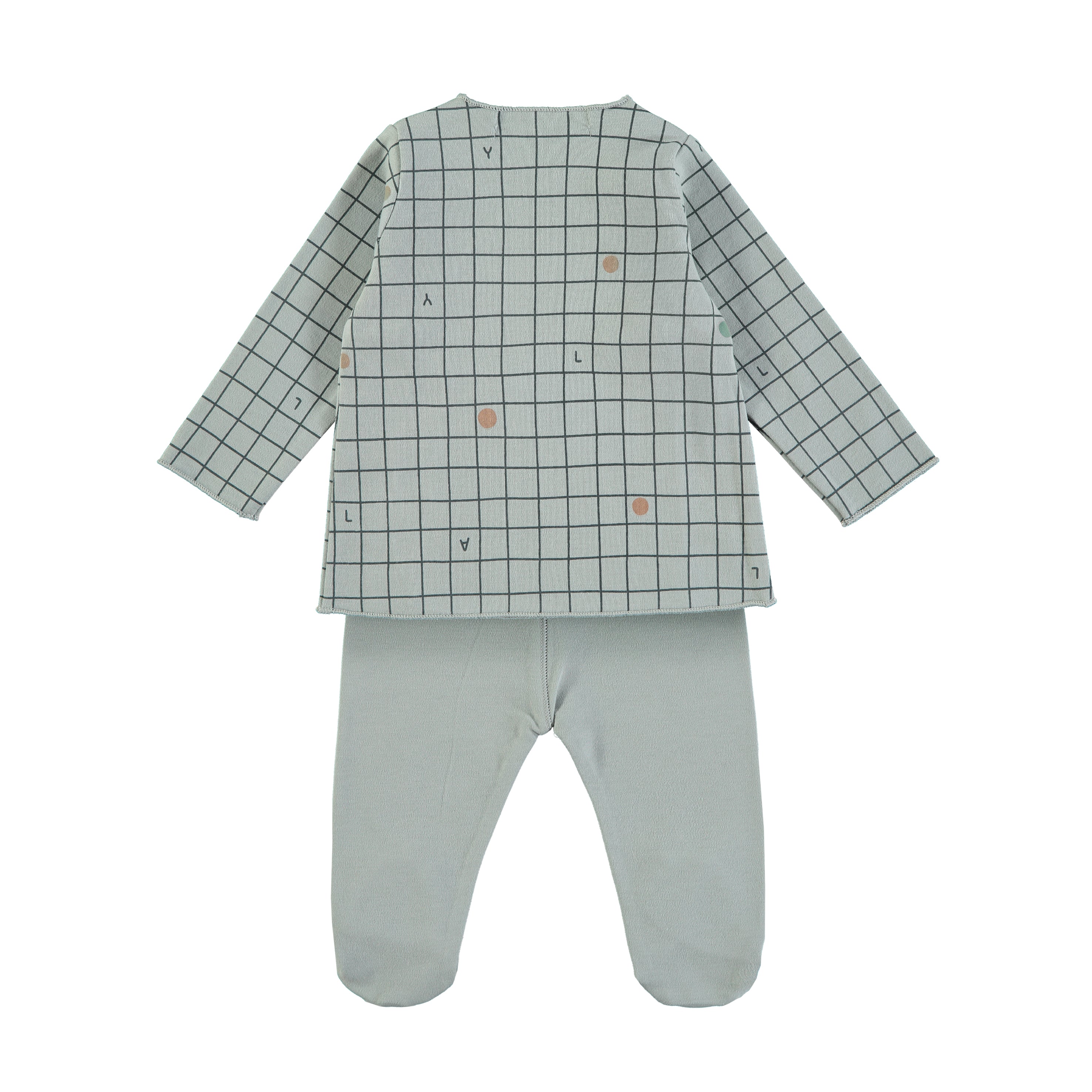 Baby Jacket With Footed Pants Checks Blue