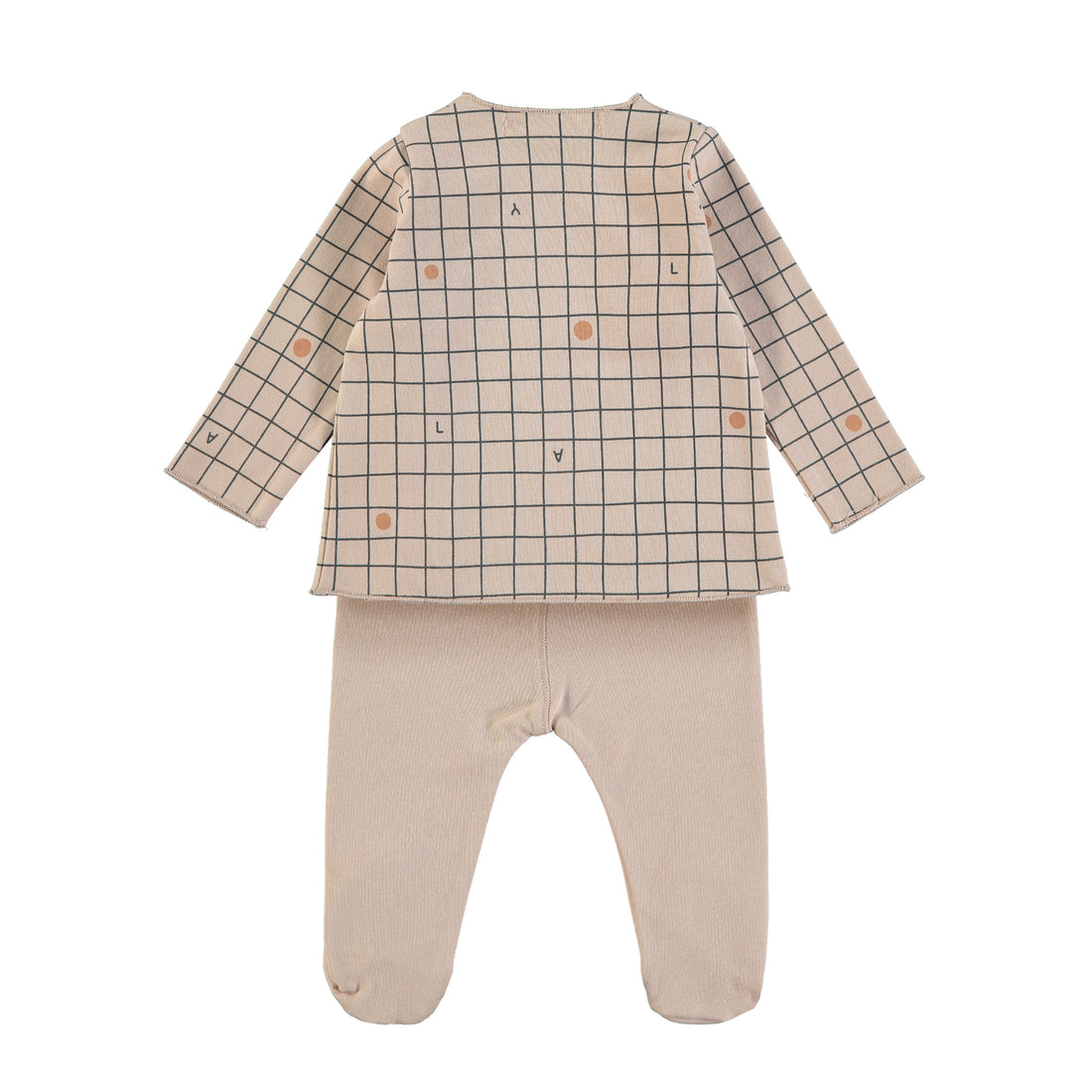 Baby Jacket With Footed Pants Checks Nude
