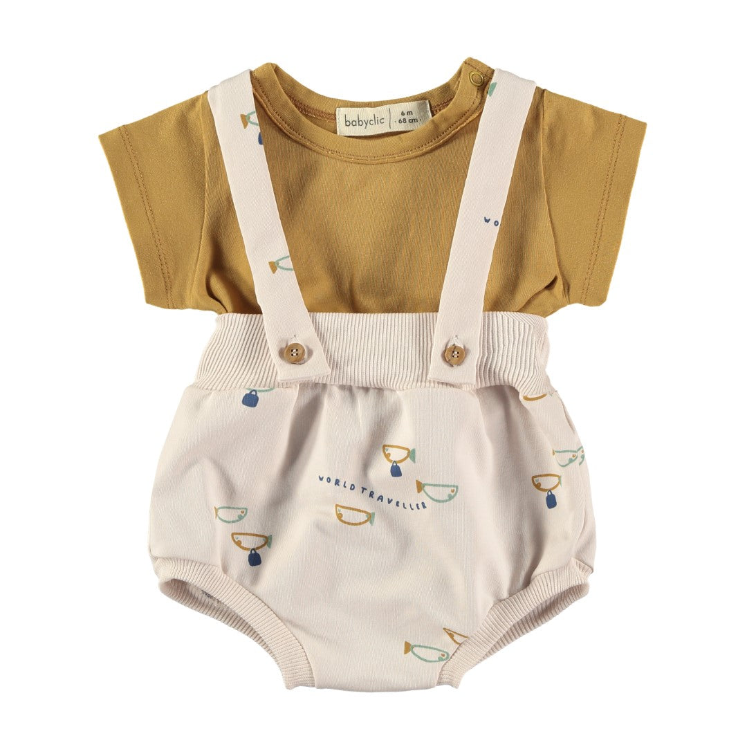 T-shirt And Bloomer With Suspenders Sea