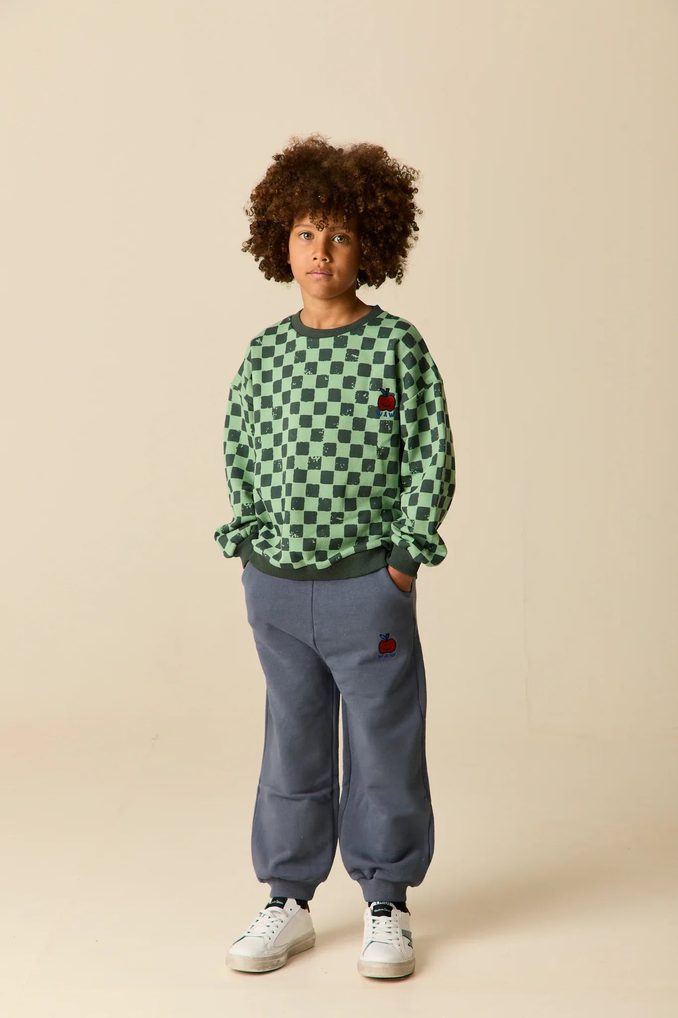 Checkerboard Sweatshirt Green Tea Check - KDkes