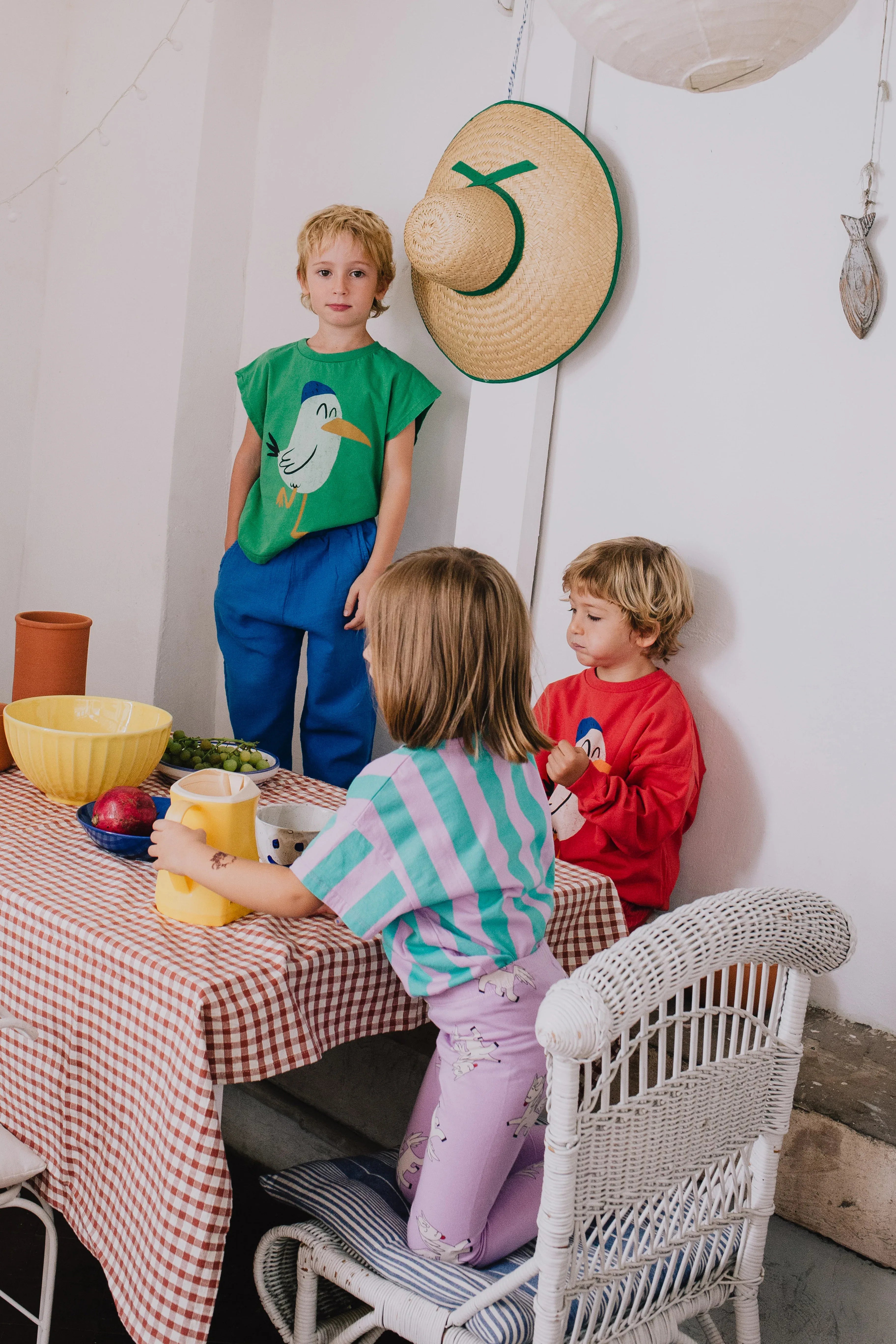 Wide Light Woven Pants Stars Embroidery Royal Blue - Lötiekids