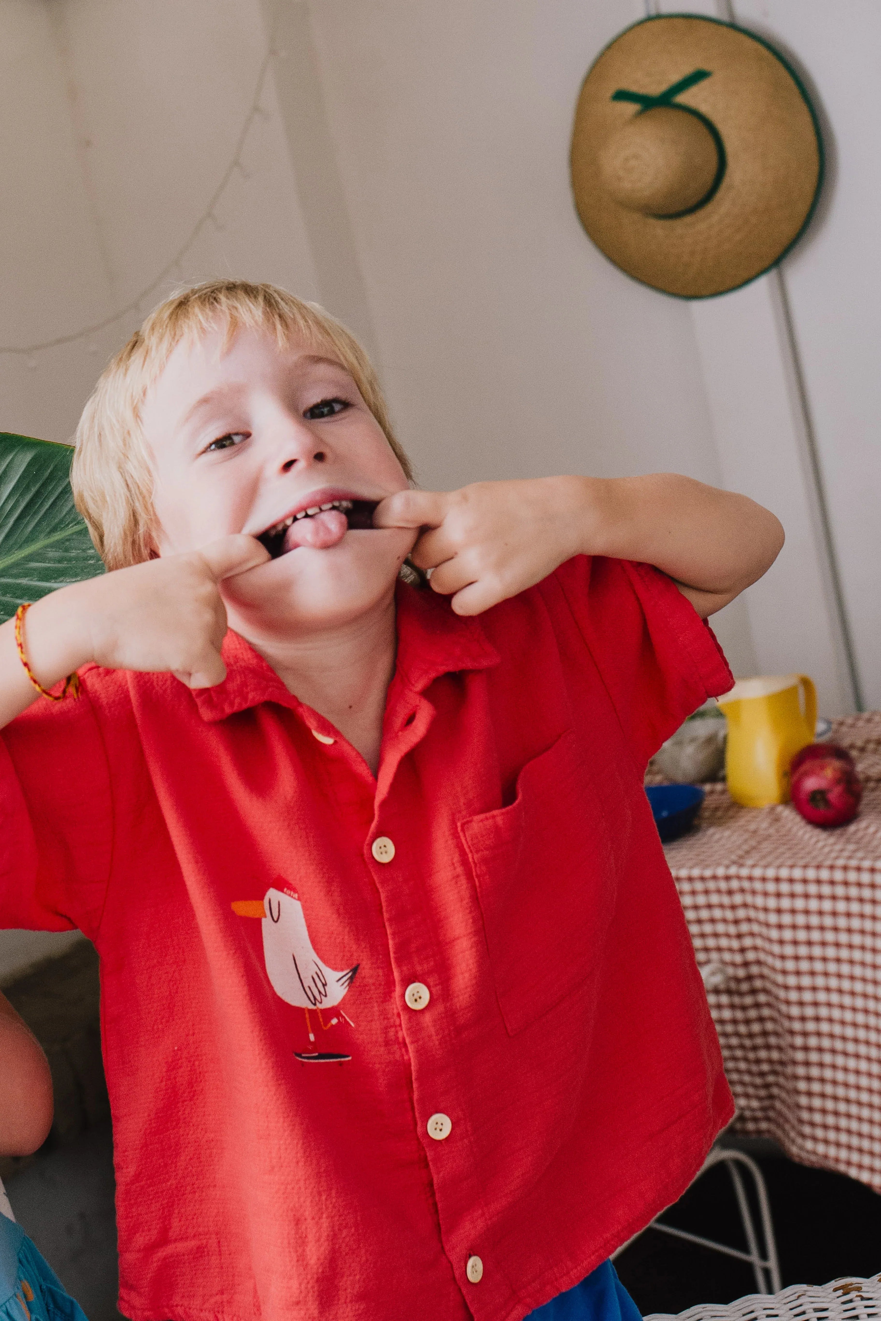 Woven Shirt Seagull Red - Lötiekids