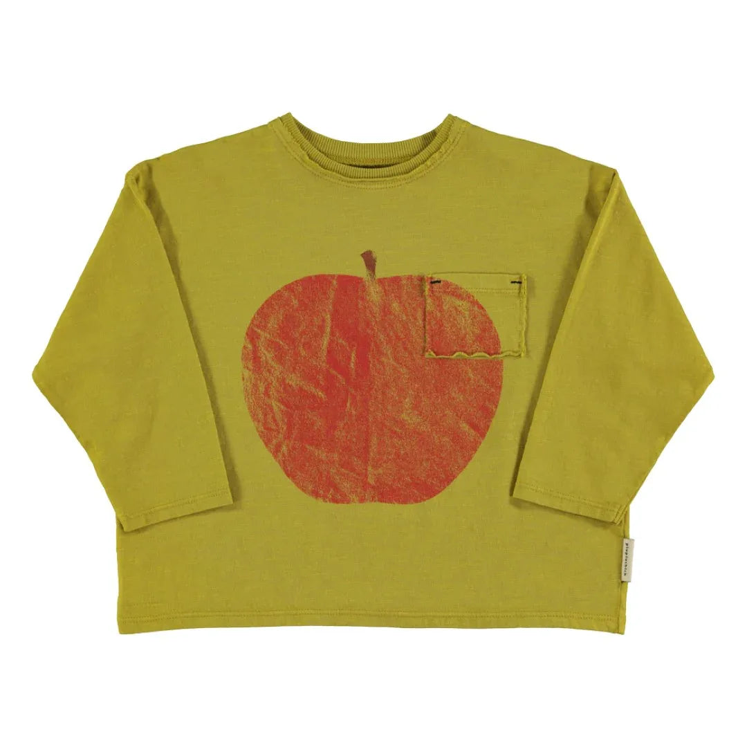 Longsleeve T-shirt Olive Green Red Apple Print - Piupiuchick