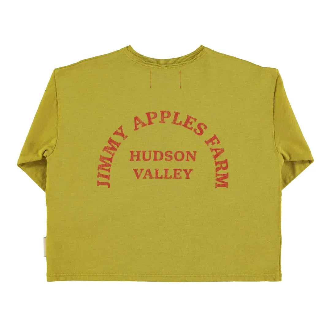 Longsleeve T-shirt Olive Green Red Apple Print - Piupiuchick