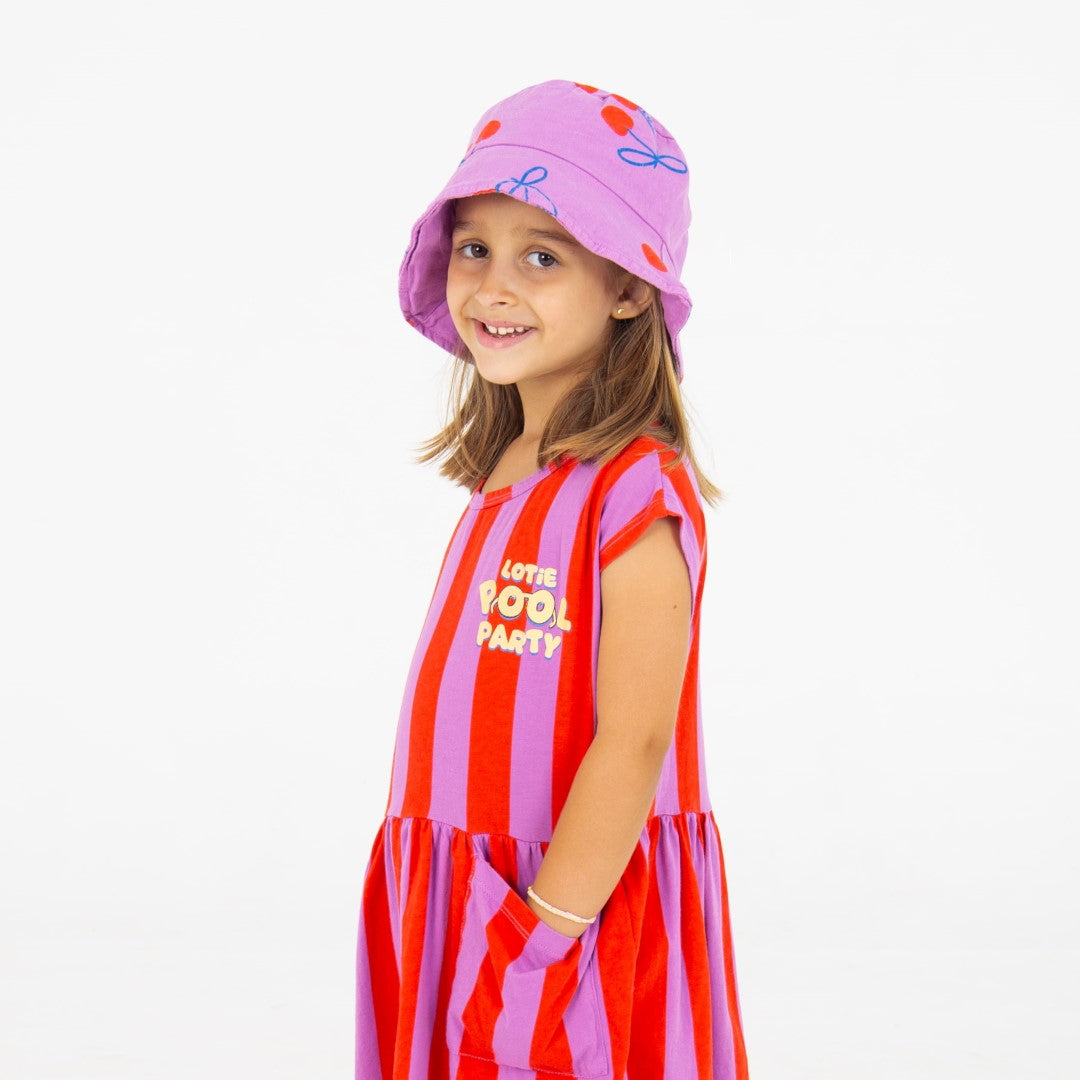 Sleeveless Dress Lotie Pool Party Red Stripes Magenta