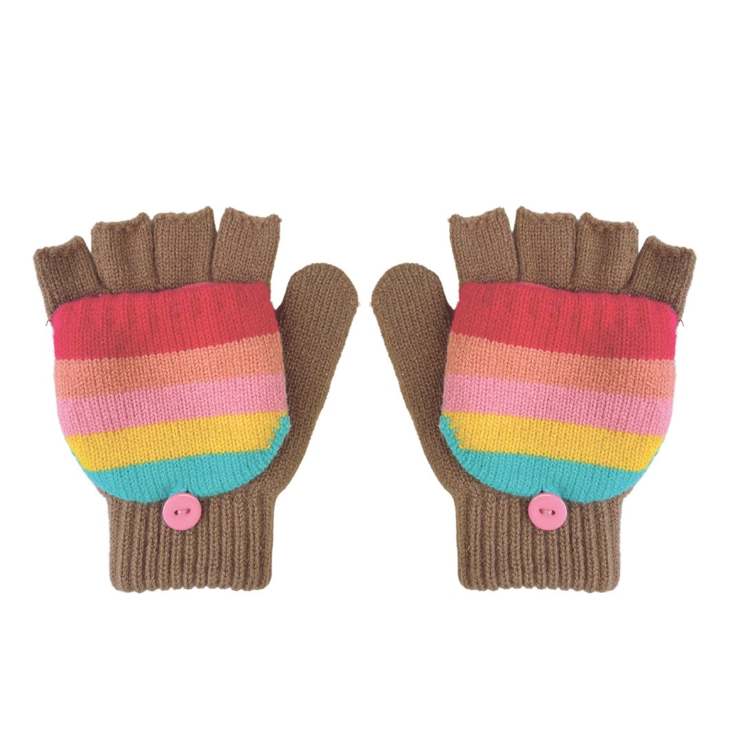 Rainbow Stripe Knitted Gloves